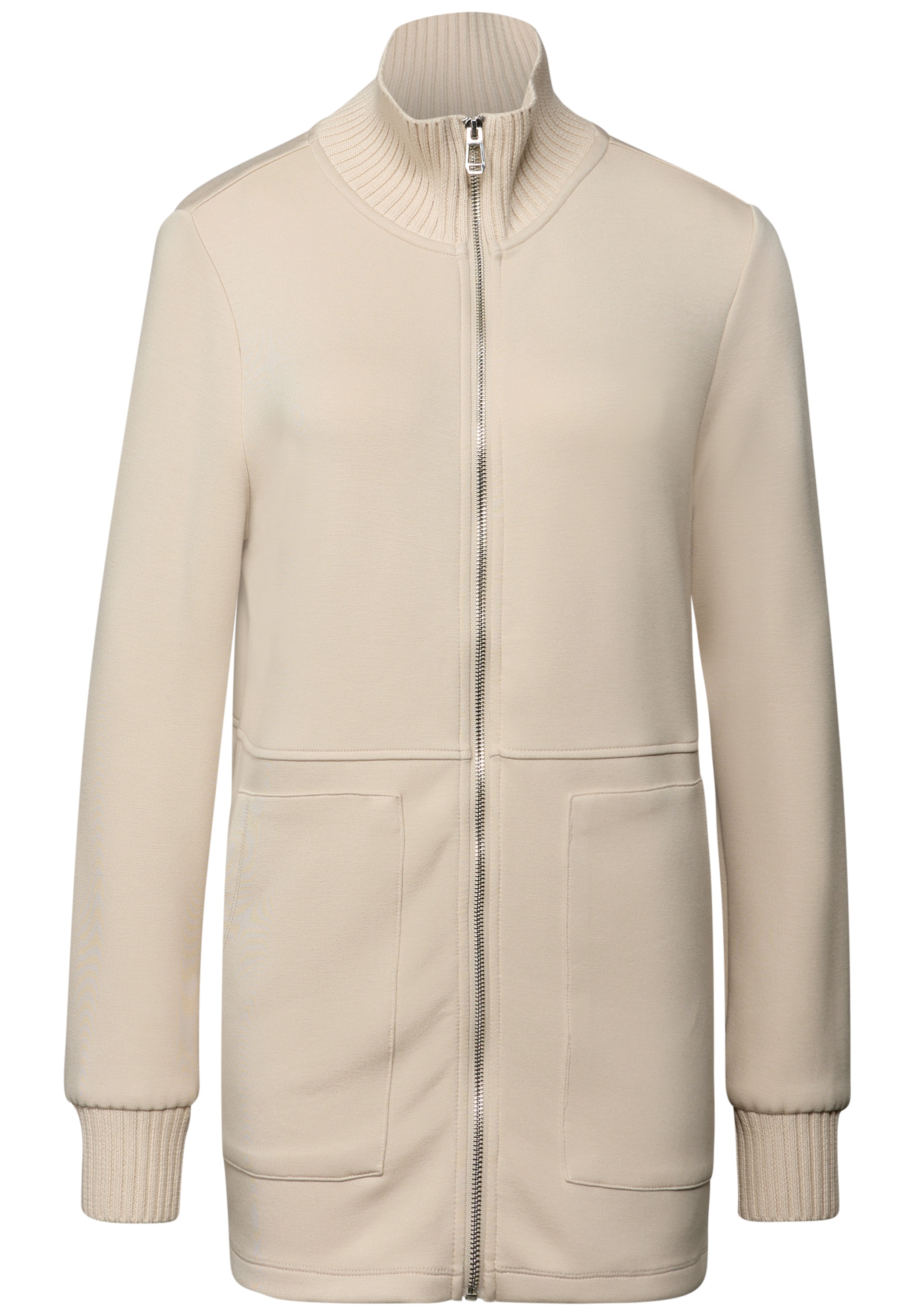 STREET ONE Sweatjacke mit Strickdetails und Stehkragen