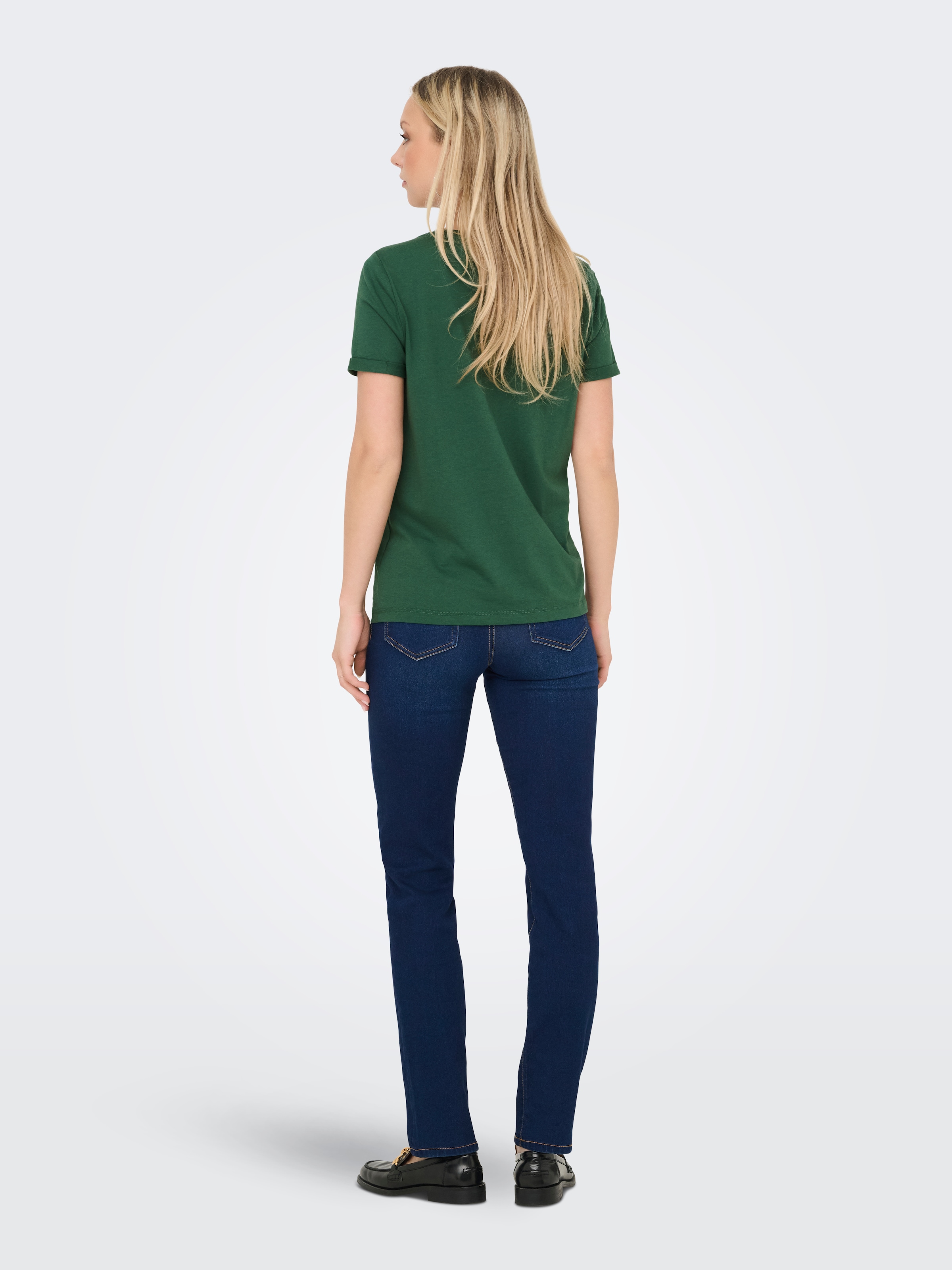 ONLY Kurzarmshirt »ONLKITA – T-Shirt mit Logo-Print und Rundhalsausschnitt«, regular fit, casual, Single Jersey, Baumwolle, Rundhals