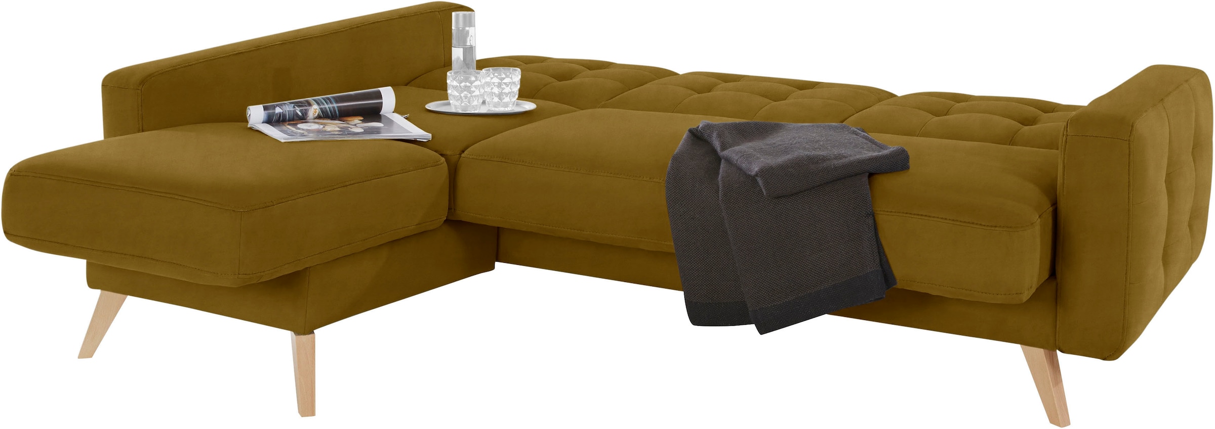 exxpo - sofa fashion Ecksofa »Nappa, kompakt und komfortabel, bequem, zeitloses Design, L-Form«, tolle Detailverarbeitung, inkl. Bettfunktion und Bettkasten