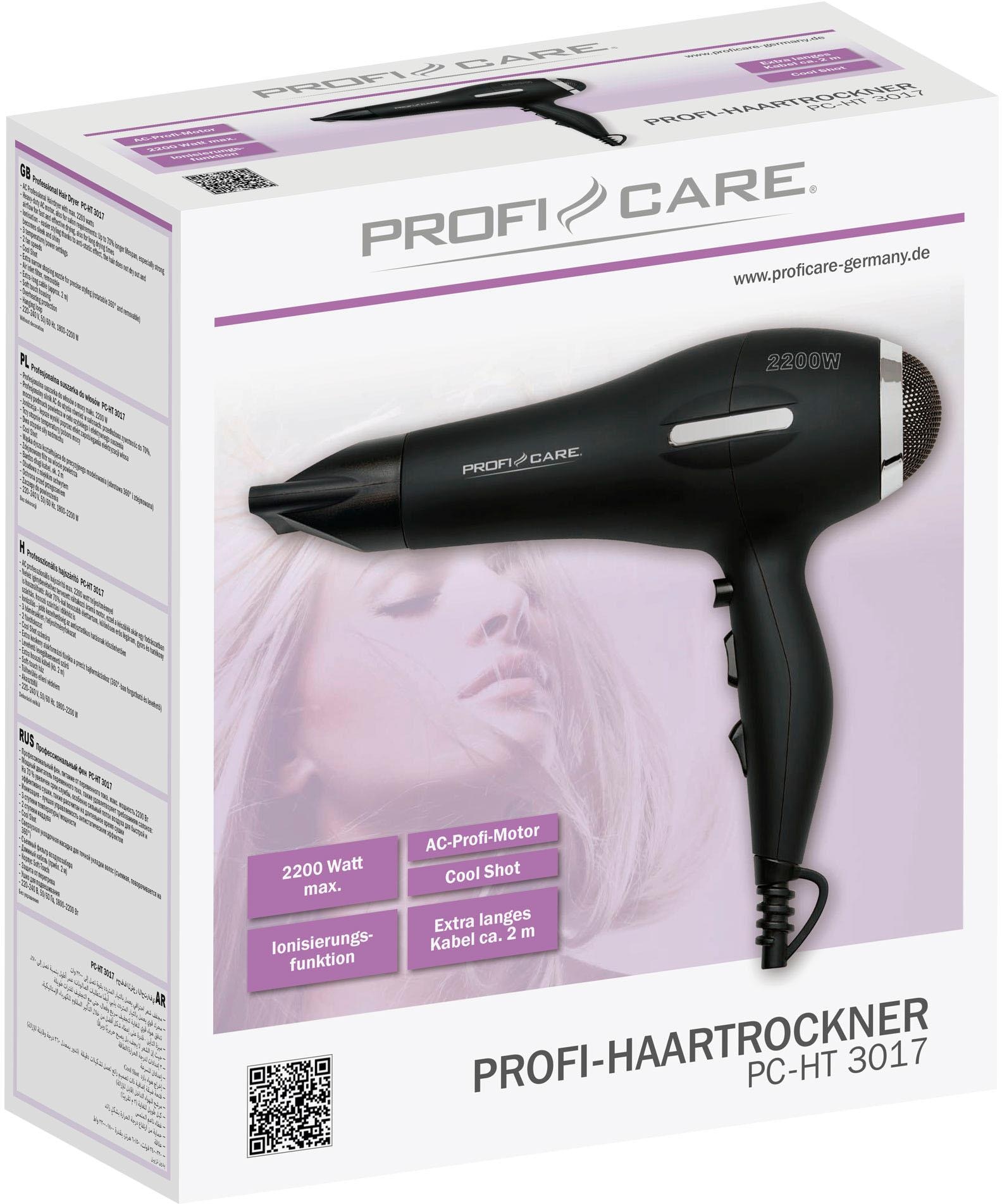 ProfiCare Haartrockner »PC-HT 3017«, 2200 W, AC-Profi-Haartrockner mit 2200 Watt max.