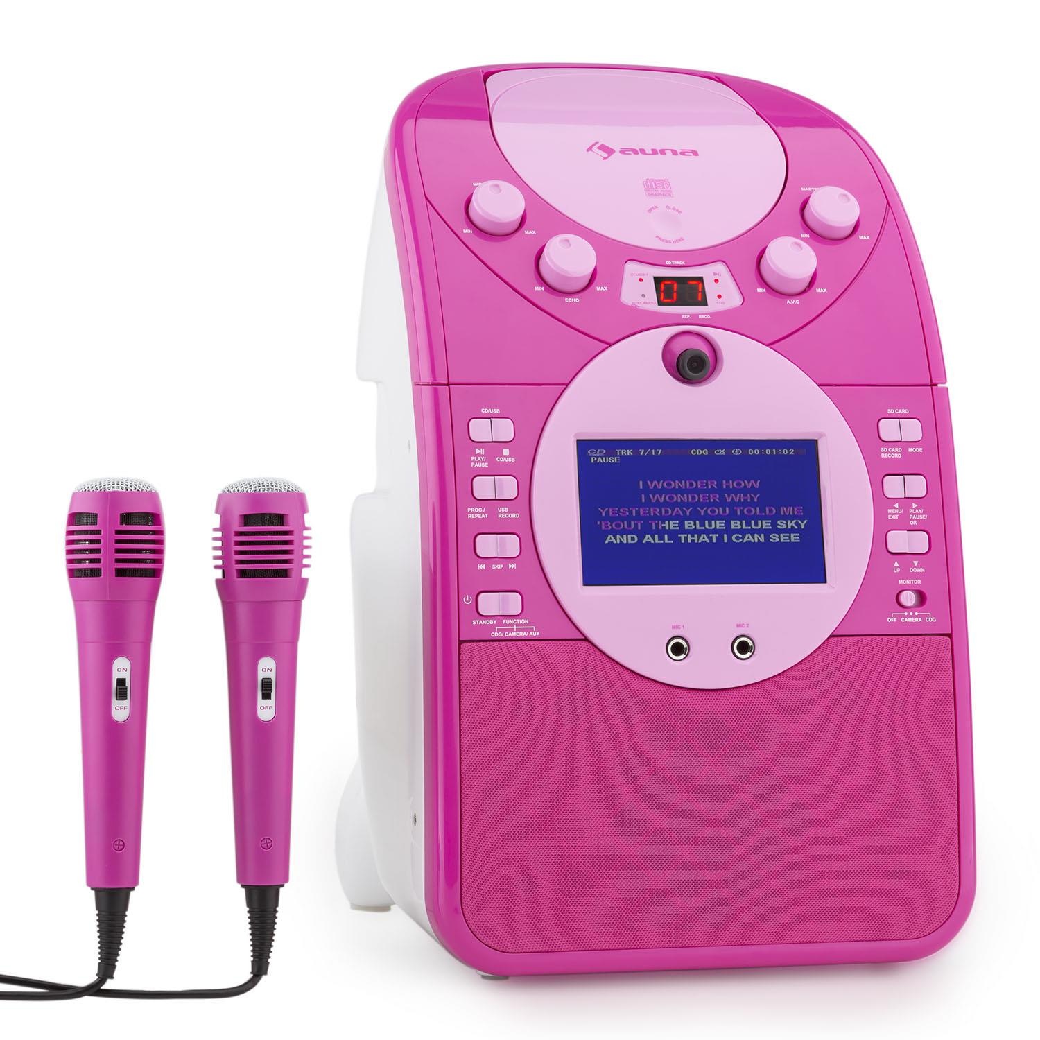 Auna Karaokeanlage Kamera CD Player USB SD MP3 inkl. 2 Mikrofone »Screen Star«