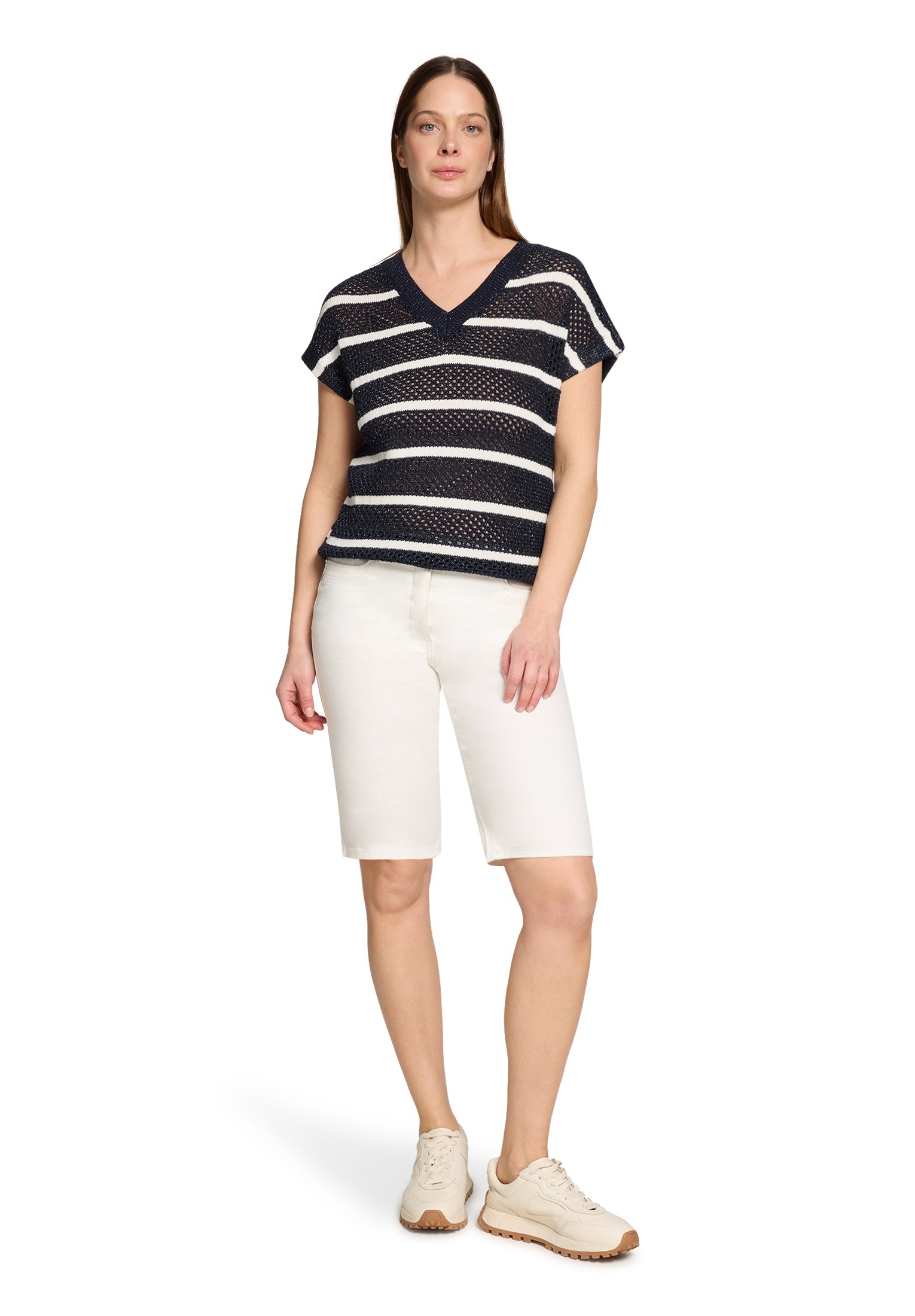 Betty Barclay Rundhalspullover »Lochstrick-Pullover mit Streifen«