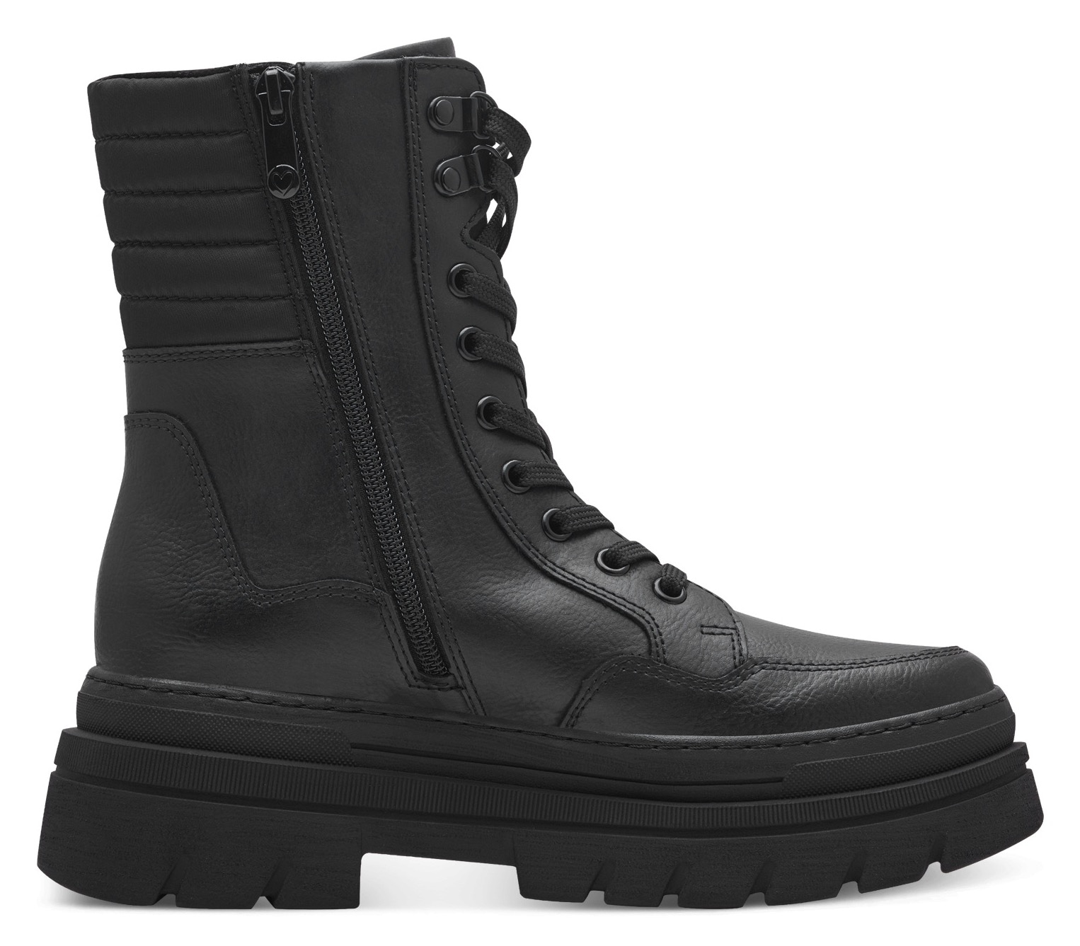 MARCO TOZZI Winterboots »FREDO«, Plateau, Bikerboots, Schnürtiefelette, Chunky Boots, Ziernähte