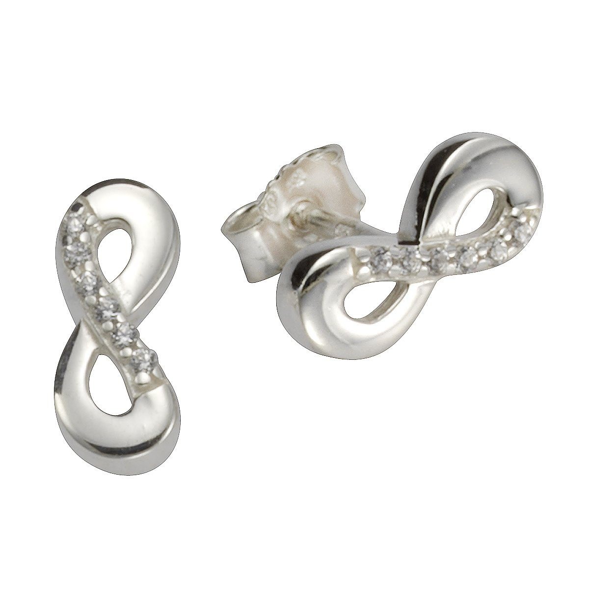 Vivance Paar Ohrstecker »925/- Sterling Silber Zirkonia Infinity«, rhodiniert, Unendlichkeitssymbol