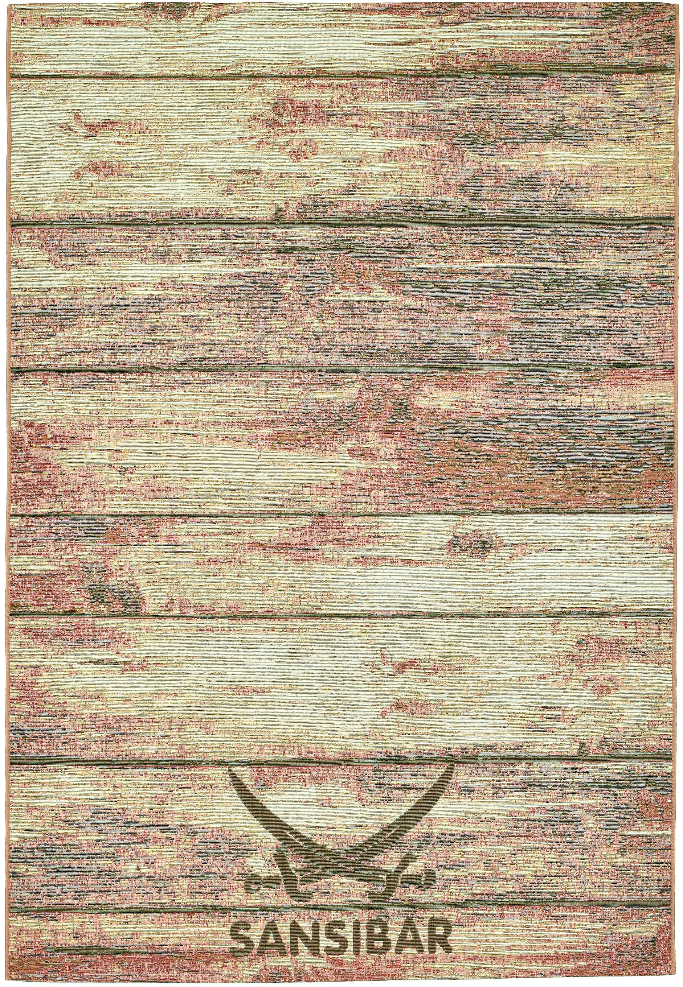 Sansibar Teppich »Rantum Beach SA-029«, rechteckig, 5 mm Höhe, Flachgewebe, modernes Design, Motiv Holzdielen, In- & Outdoor geeignet