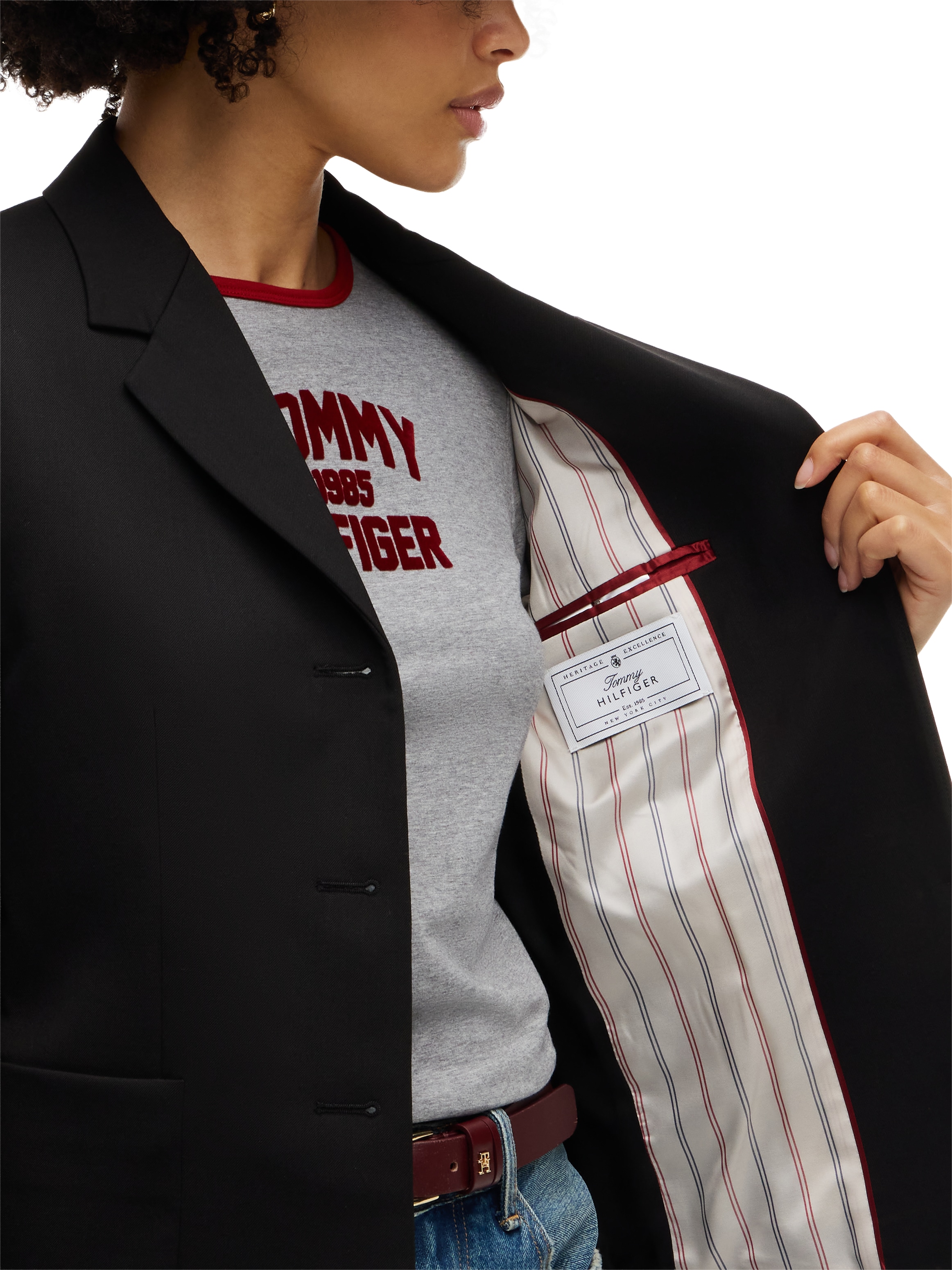 Tommy Hilfiger Kurzblazer »TIMELESS WOOL 3 BUTTON BLAZER« Materialmix, mit Wolle und Stretch