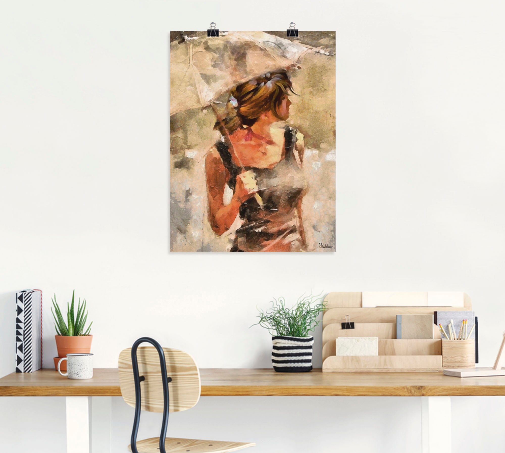 Artland Wandbild »Lady mit Regenschirm«, Portrait, (1 St.), als Leinwandbild, Poster in verschied. Größen
