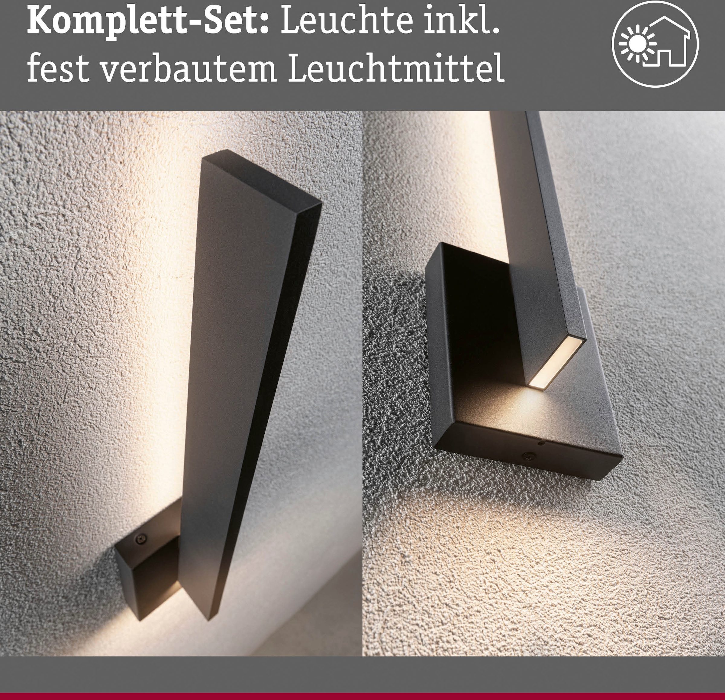 Paulmann LED Außen-Wandleuchte »Outdoor 230V Levka 13,5W IP44 3000K anthrazit«, 1 flammig, Outdoor 230V Levka 13,5W IP44 3000K anthrazit