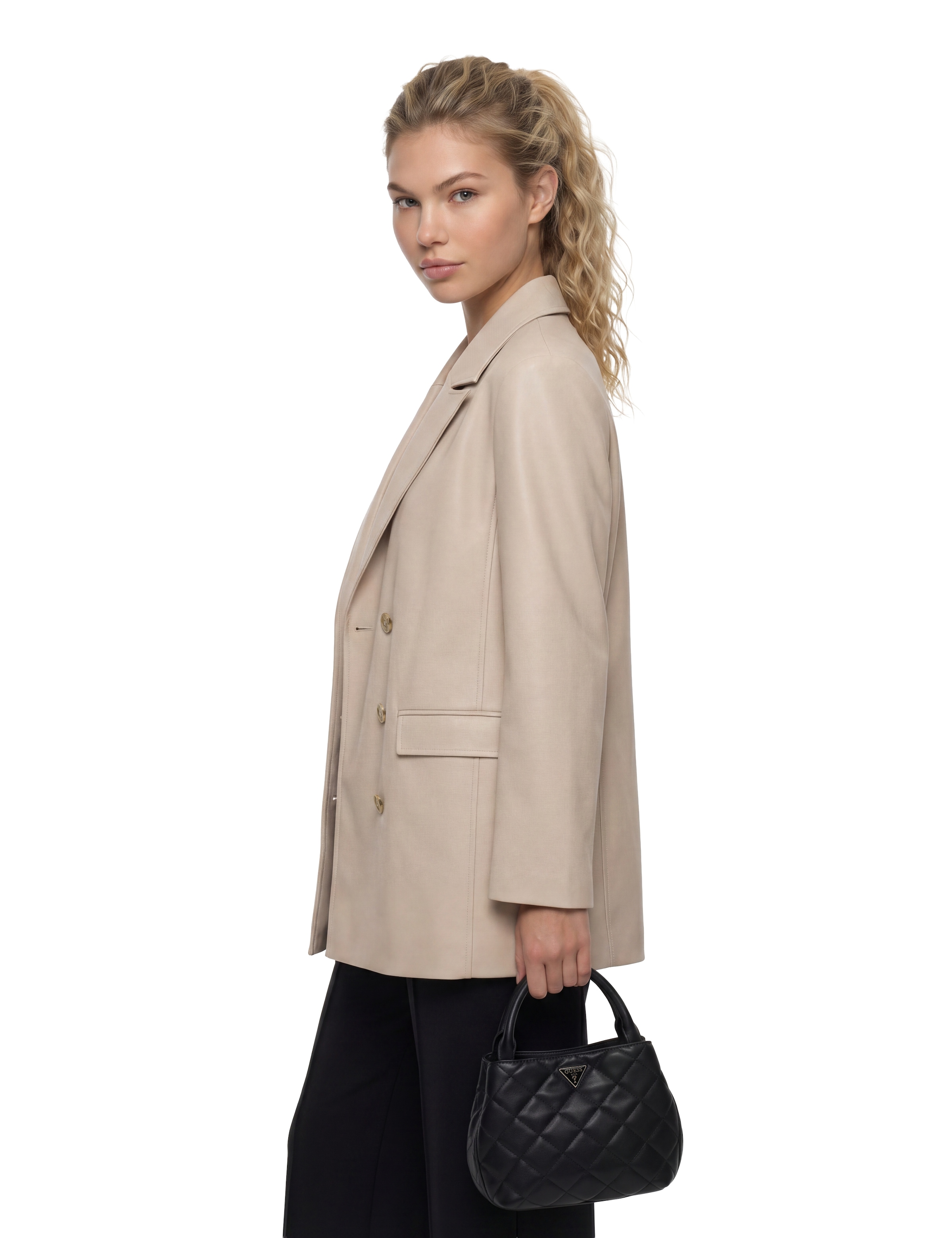 Guess Schultertasche »JULIET MINI SATCHEL« Damen Henkeltasche, Umhängetasche mit edlem Dreieckslogo