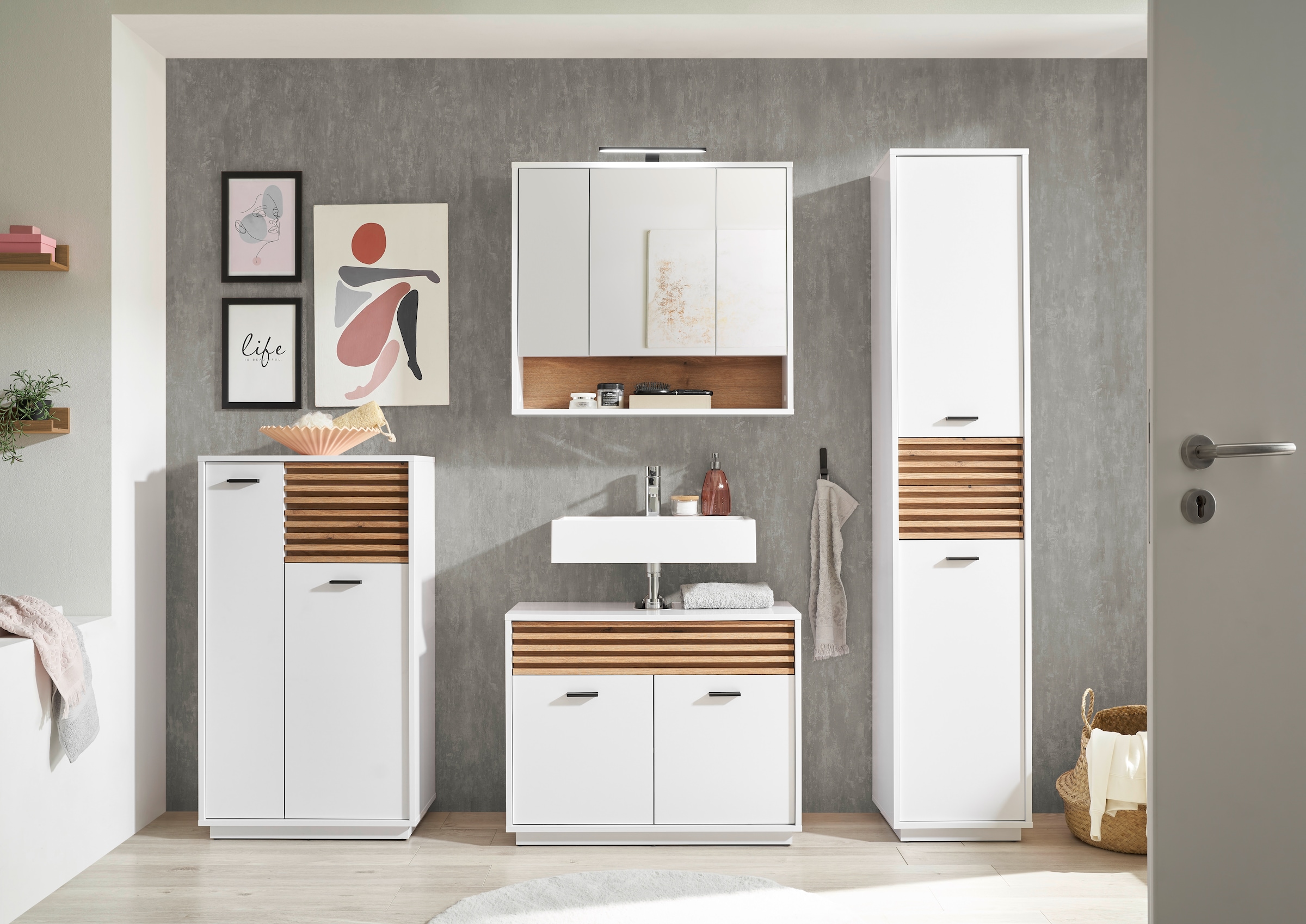 BASIC by Balculina Hochschrank »Liguria B/H/T 38x191x35 cm« 1 Stk. tlg. Breite 38cm, Unterflurauszug, FSC-Mix 70%