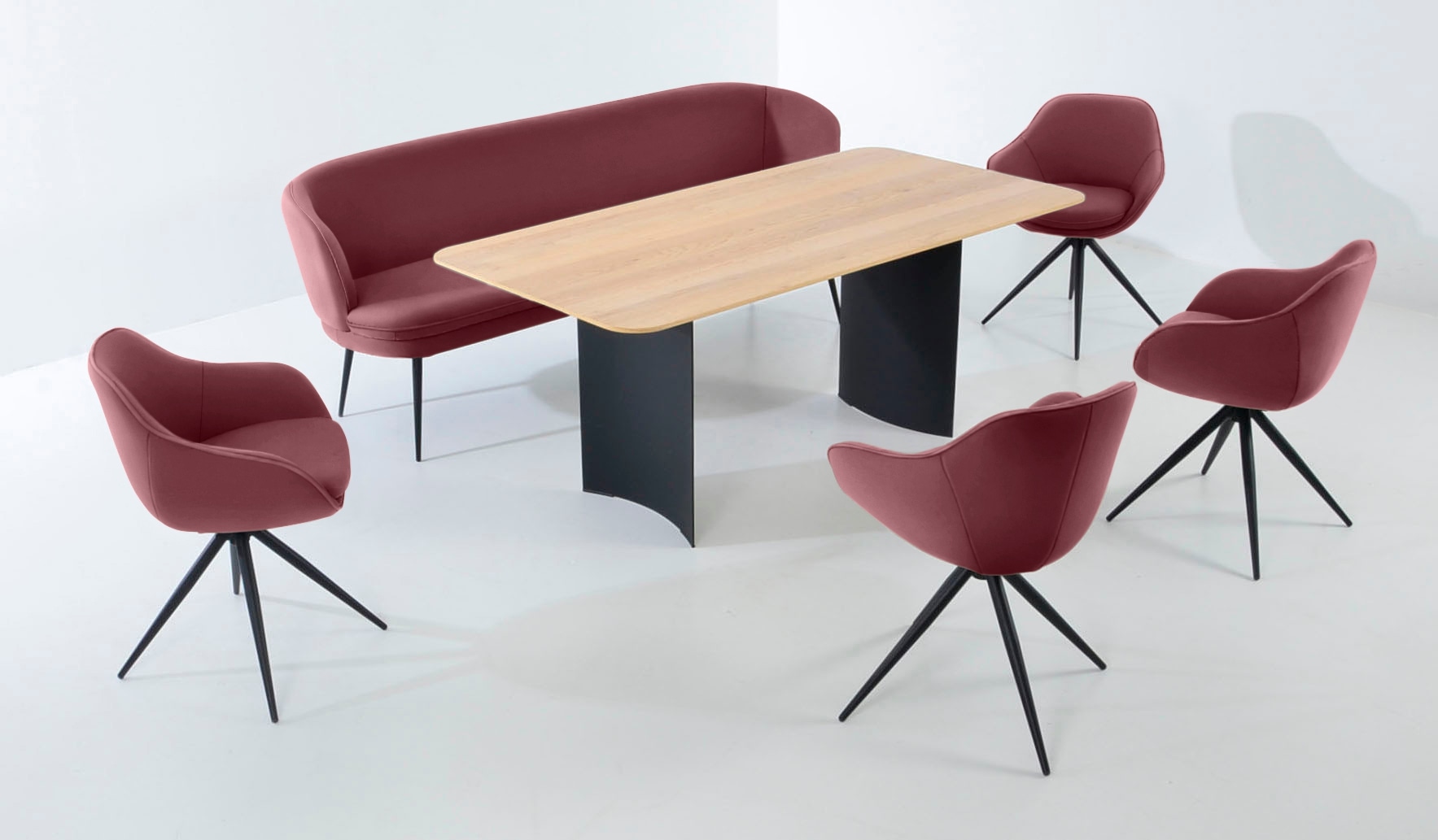 K+W Komfort & Wohnen Essgruppe »ZOOM«, abgerundete Essgruppe mit Solobank,  4 Sesseln und 1 Tisch online kaufen | Einzelsessel
