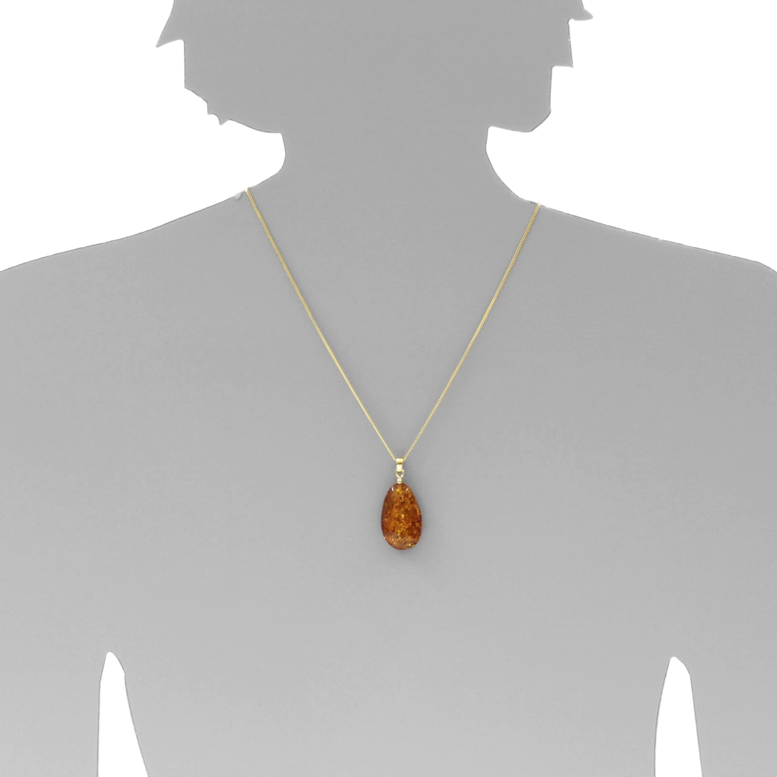 OSTSEE-SCHMUCK Kette mit Anhänger »- Tropfen ca. 30 mm lang - Silber 925/000, vergoldet - Bernstein«
