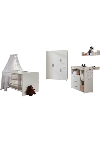 Babyzimmer-Komplettset »Lea«, (Set, 4 St., Bett, Wickelkommode, Schrank, Wandboard)