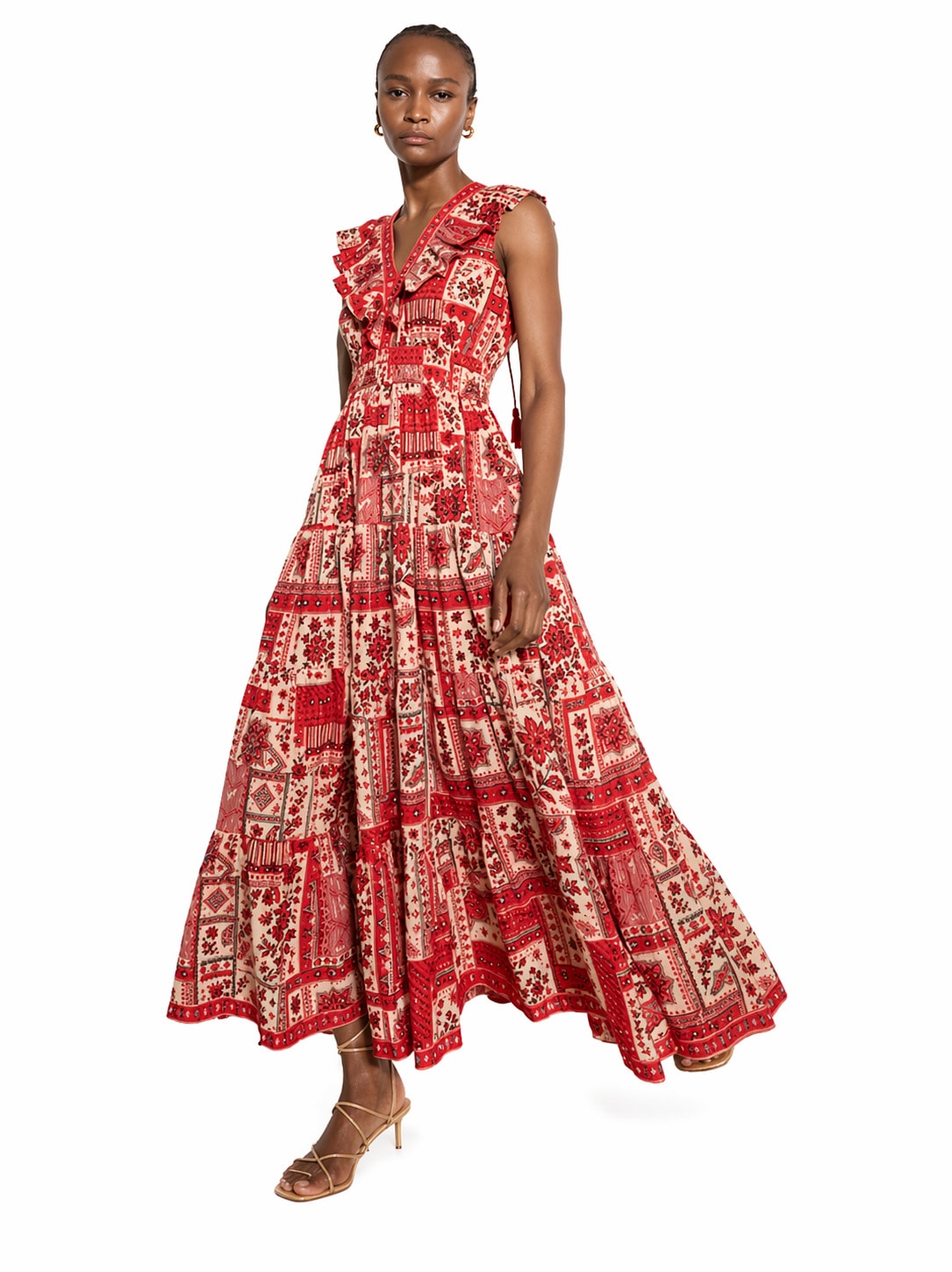 Apricot Partykleid »Schimmerndes Midaxi-Kleid« mit Schalsprint und Stufen