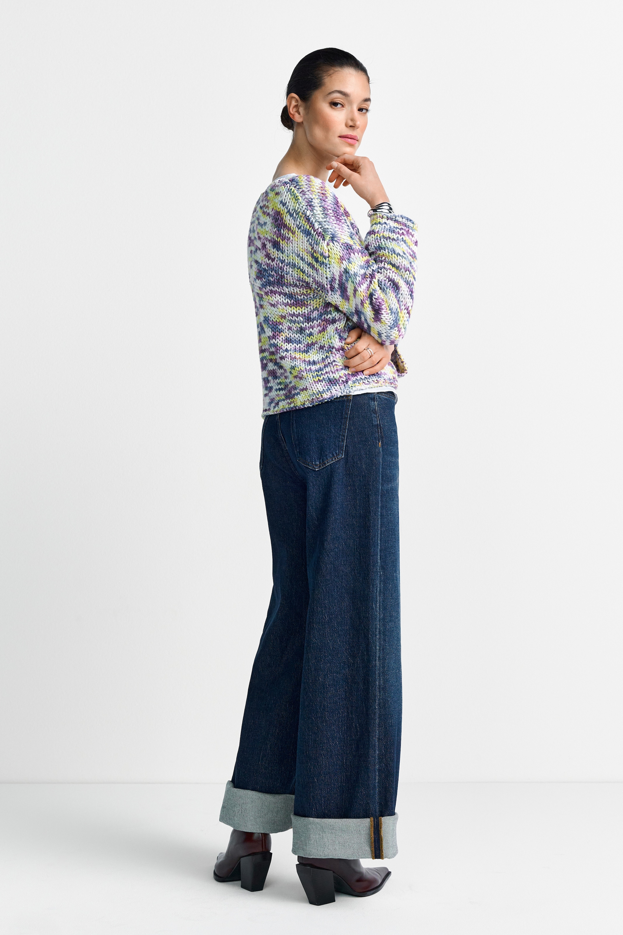 RICHROYAL Rundhalspullover gerader Schnitt, U-Boot-Ausschnitt, mehrfarbig