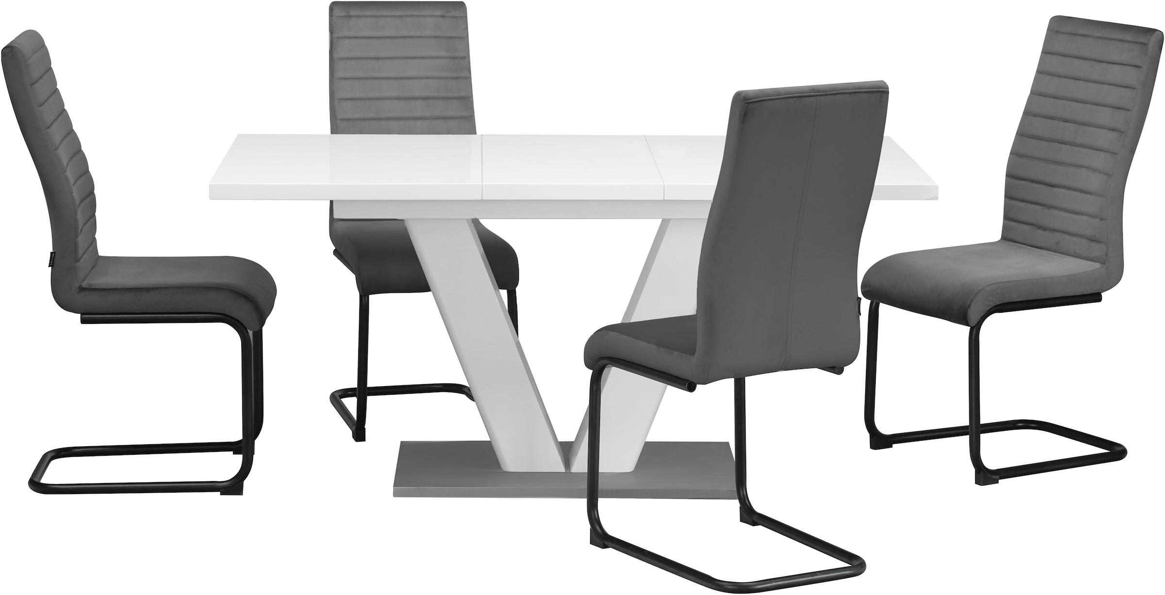 Home affaire Esstisch »Elbach«, Hochglanz weiß, Ausziehtisch 120-160 cm, Esszimmer