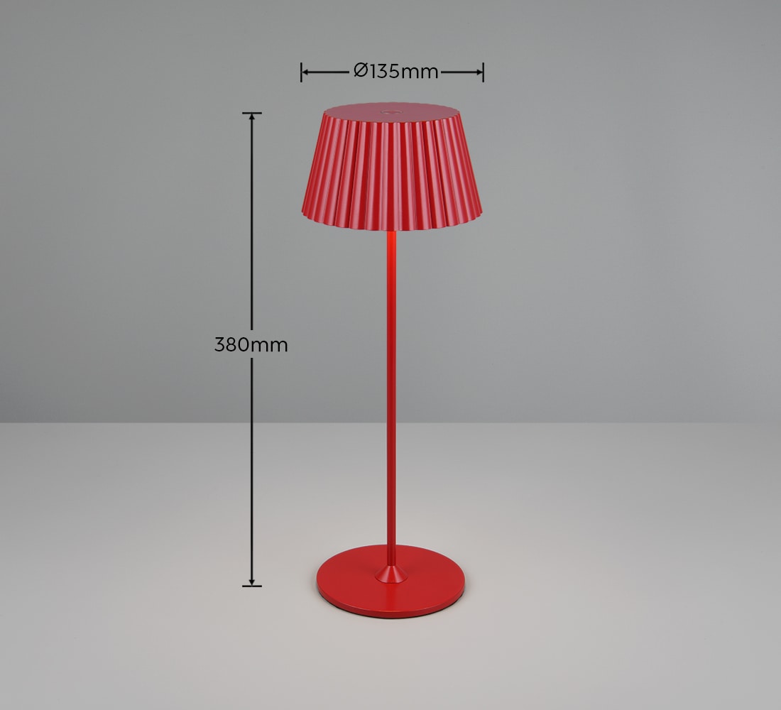 REALITY Leuchten LED Außen-Tischleuchte »SUAREZ«, 1 flammig, Leuchtmittel LED-Board | LED fest integriert, Outdoor Akku Tischlampe inkl Ladestation USB-C, Touch-Dimmer Höhe 39cm