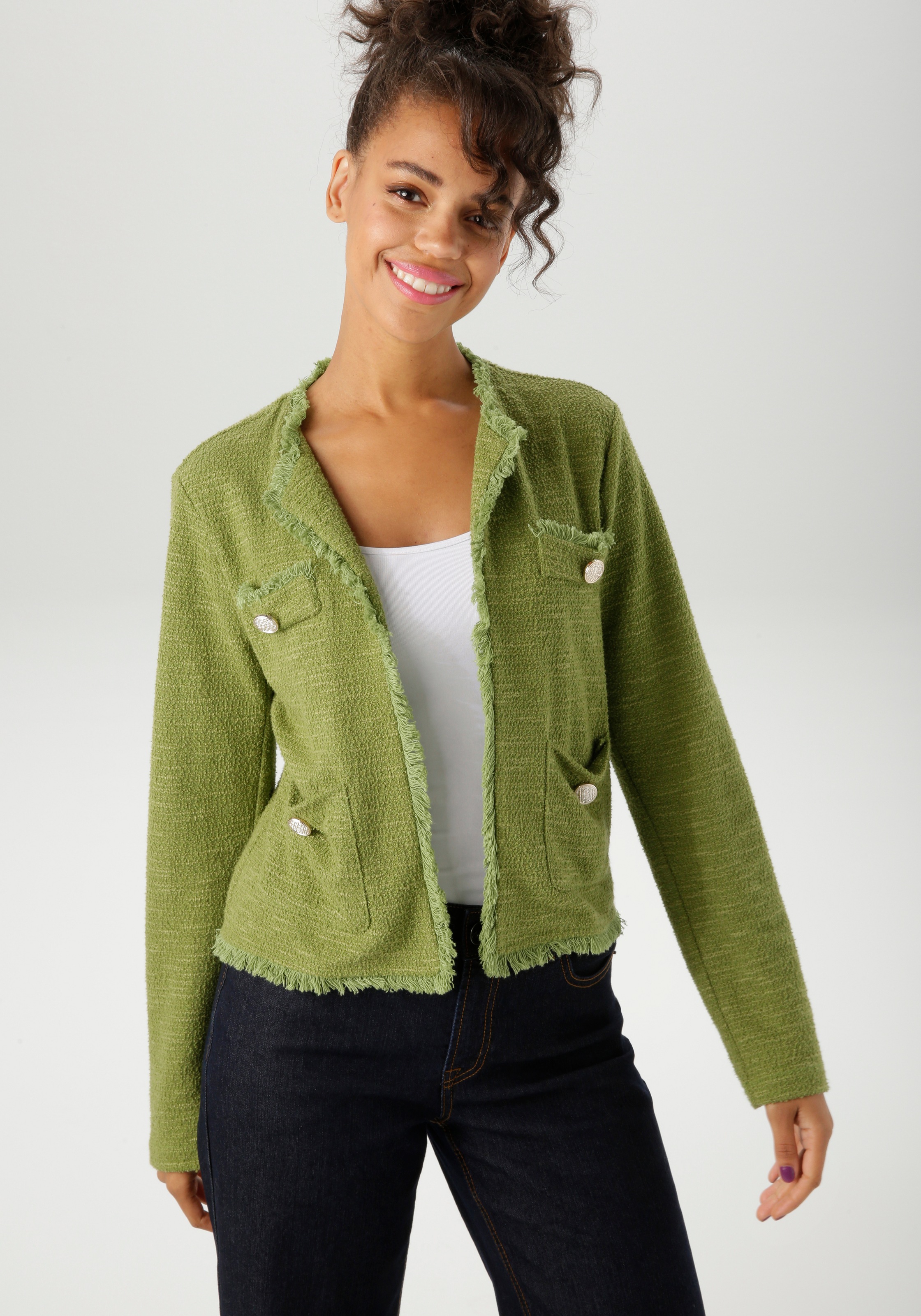Aniston CASUAL Kurzjacke, aus meliertem Bouclé-Jacquard - NEUE KOLLEKTION