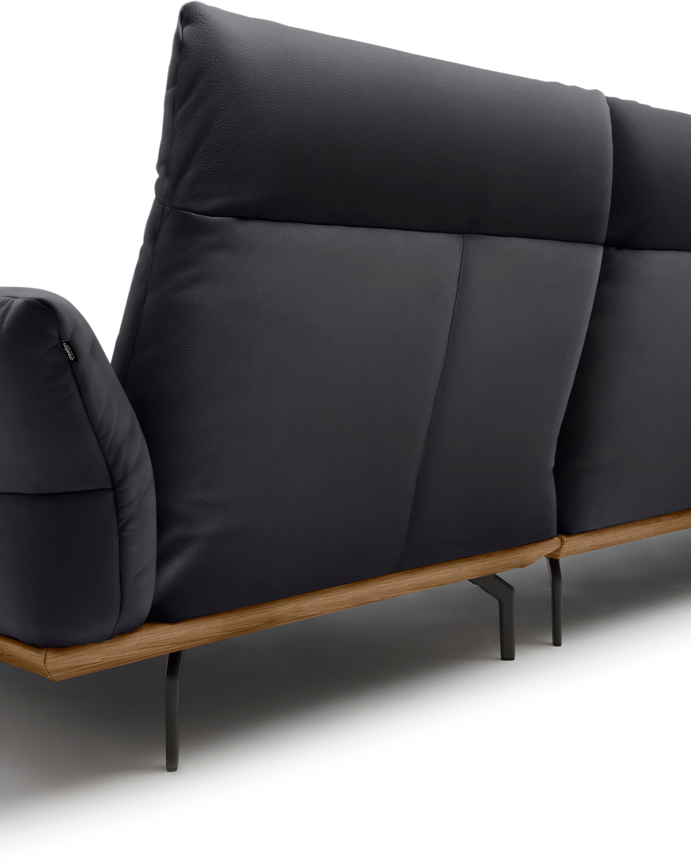 Creation BY ROLF BENZ Ecksofa »CR.460«, Sockel in Nussbaum, Winkelfüße in Umbragrau, Breite 318 cm