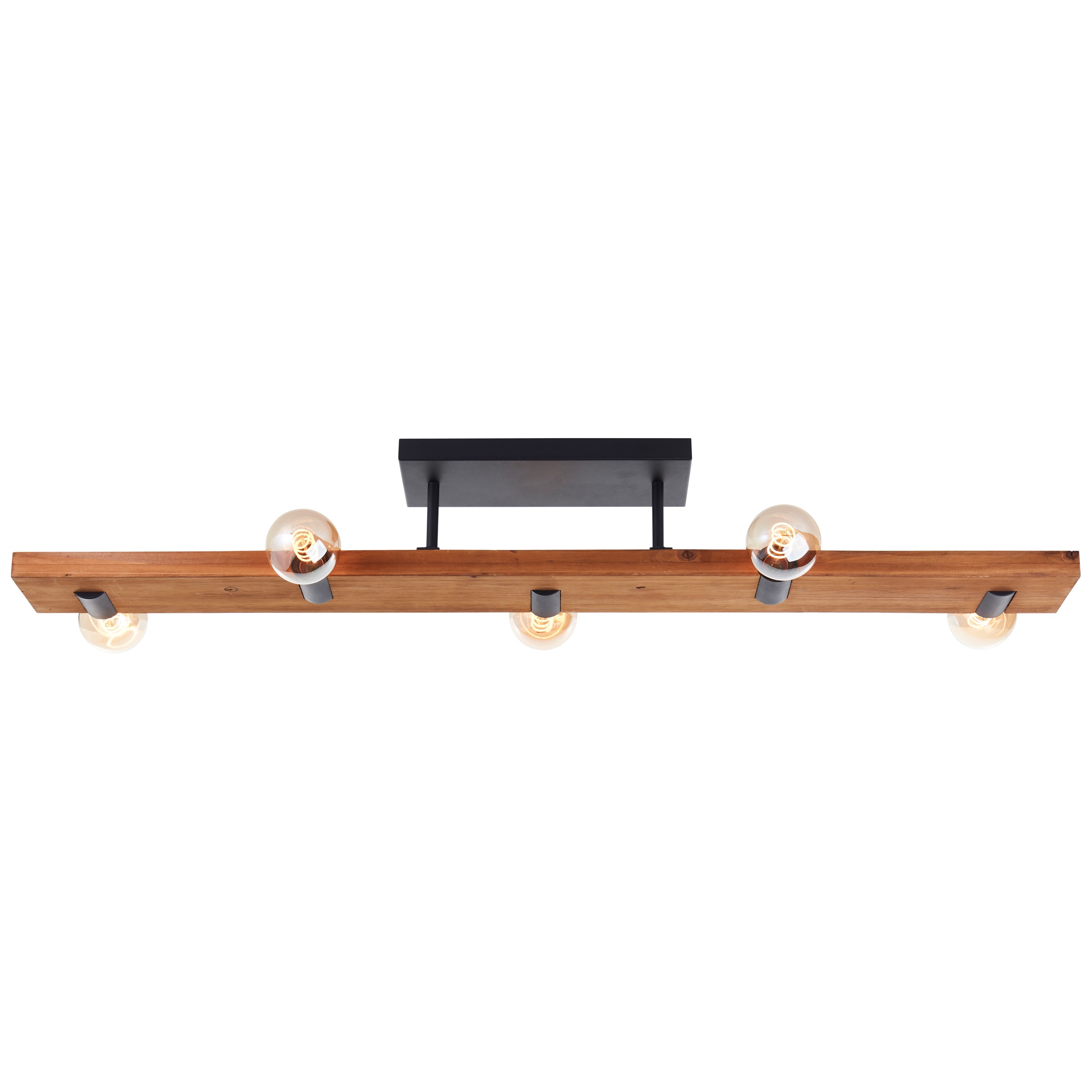 Brilliant Deckenleuchte »Mertes«, 5 flammig, Leuchtmittel E27 | ohne Leuchtmittel, Deckenlampe, E27, 115 x 12,5 cm, Holz/Metall, braun/schwarz