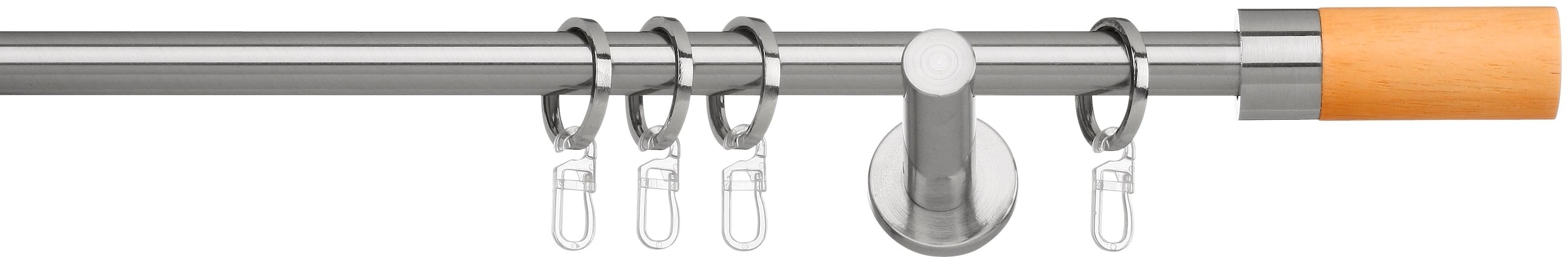 indeko Gardinenstange "Cigar" Ø 16 mm 1 läufig-läufig Fixmaß Komplett-Set inkl. Ringen und Montagematerial