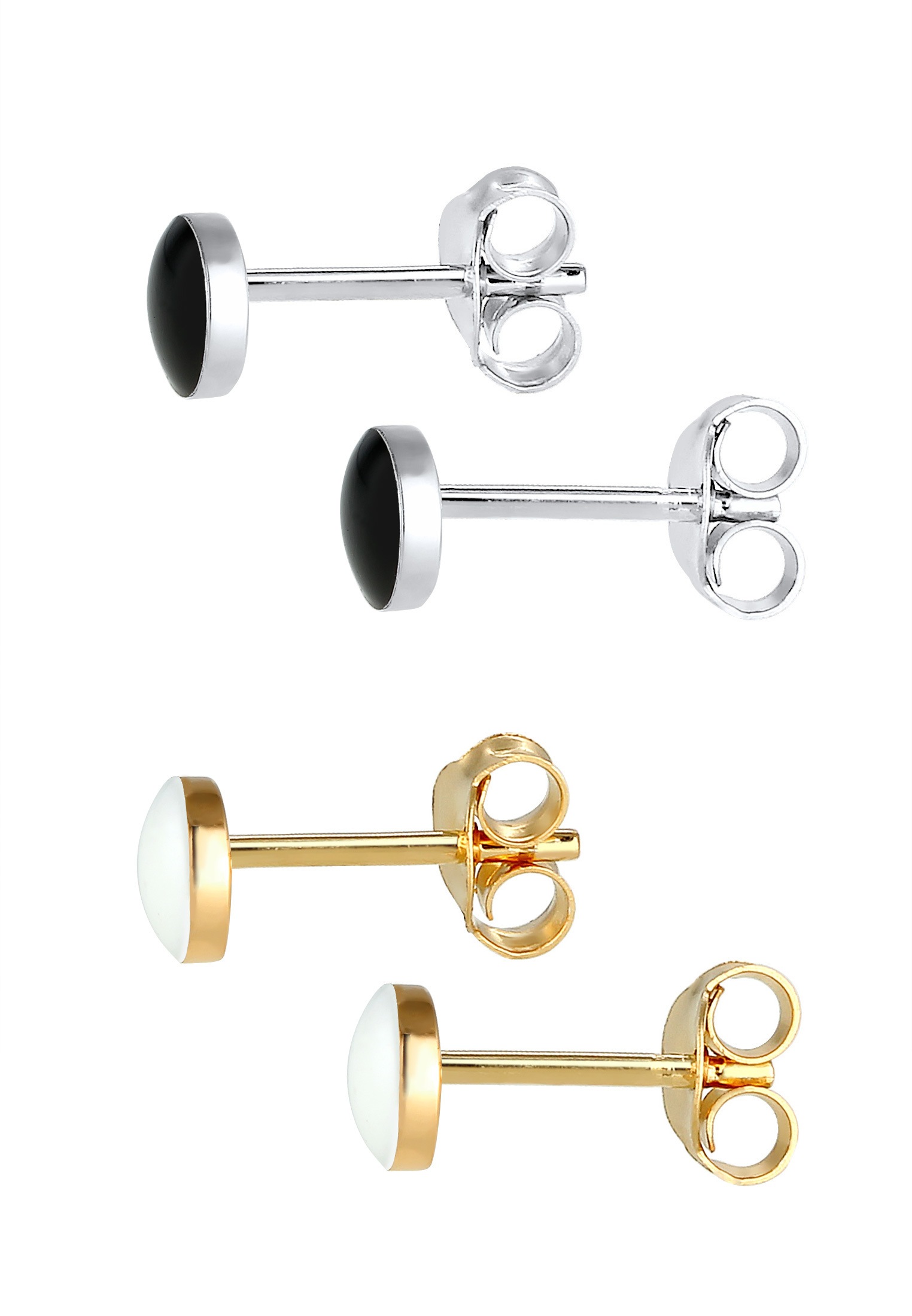 Elli Paar Ohrstecker »Ohrringe Ohrstecker Emaille Schwarz Weiß 2er Set 925 Sterling Silber Bicolor«