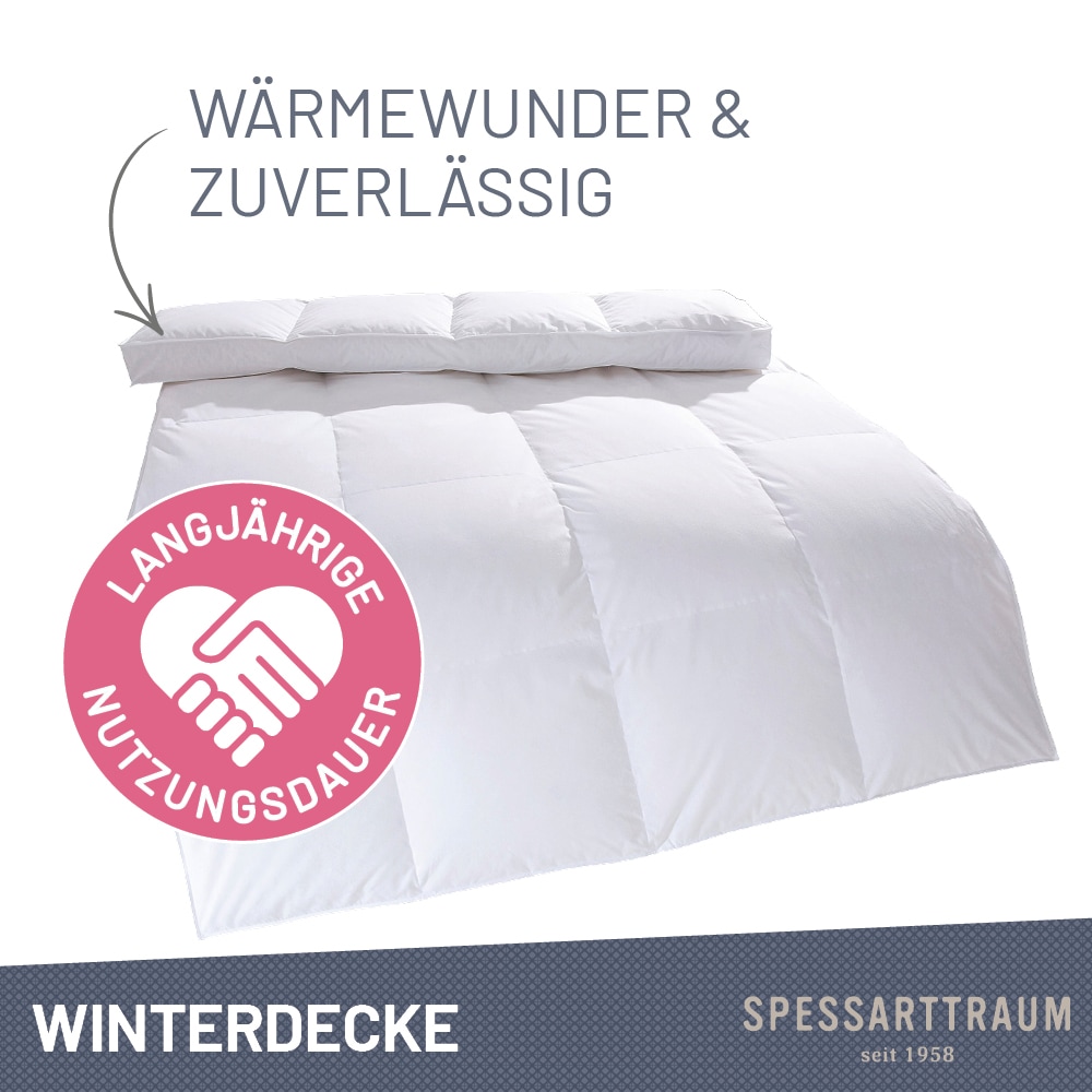 SPESSARTTRAUM Daunenbettdecke »Laax Bettdecke 135x200, 155x220 cm und viele weitere Größen«, polarwarm, Füllung 100% Daunen, Bezug 100% Baumwolle, (1 St.), Bettdecken Ganzjahresbettdecke, Winter, Sommer