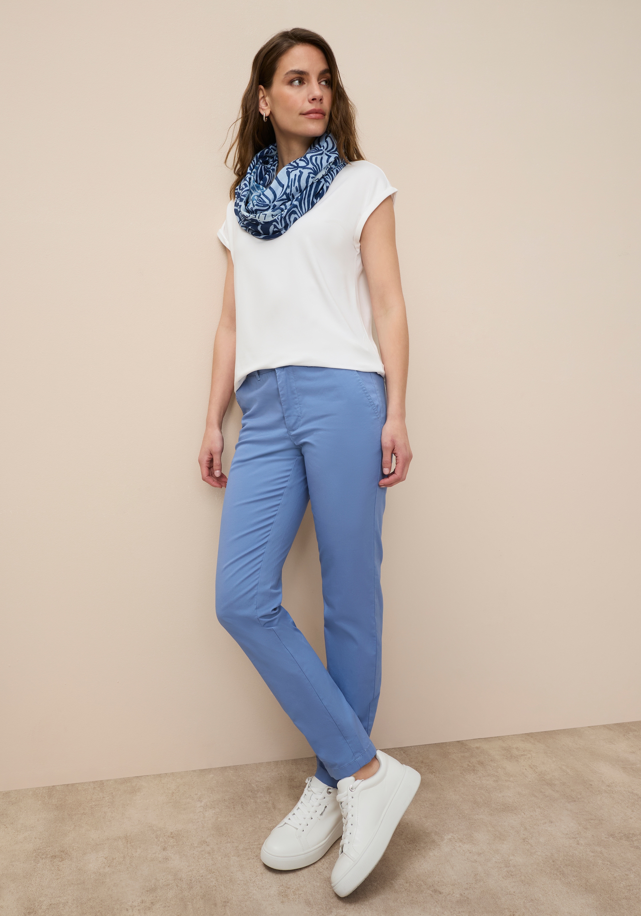 Tamaris T-Shirt Regular Fit, mit überlappenden Schultern, Kurzarm mit Aufschlag