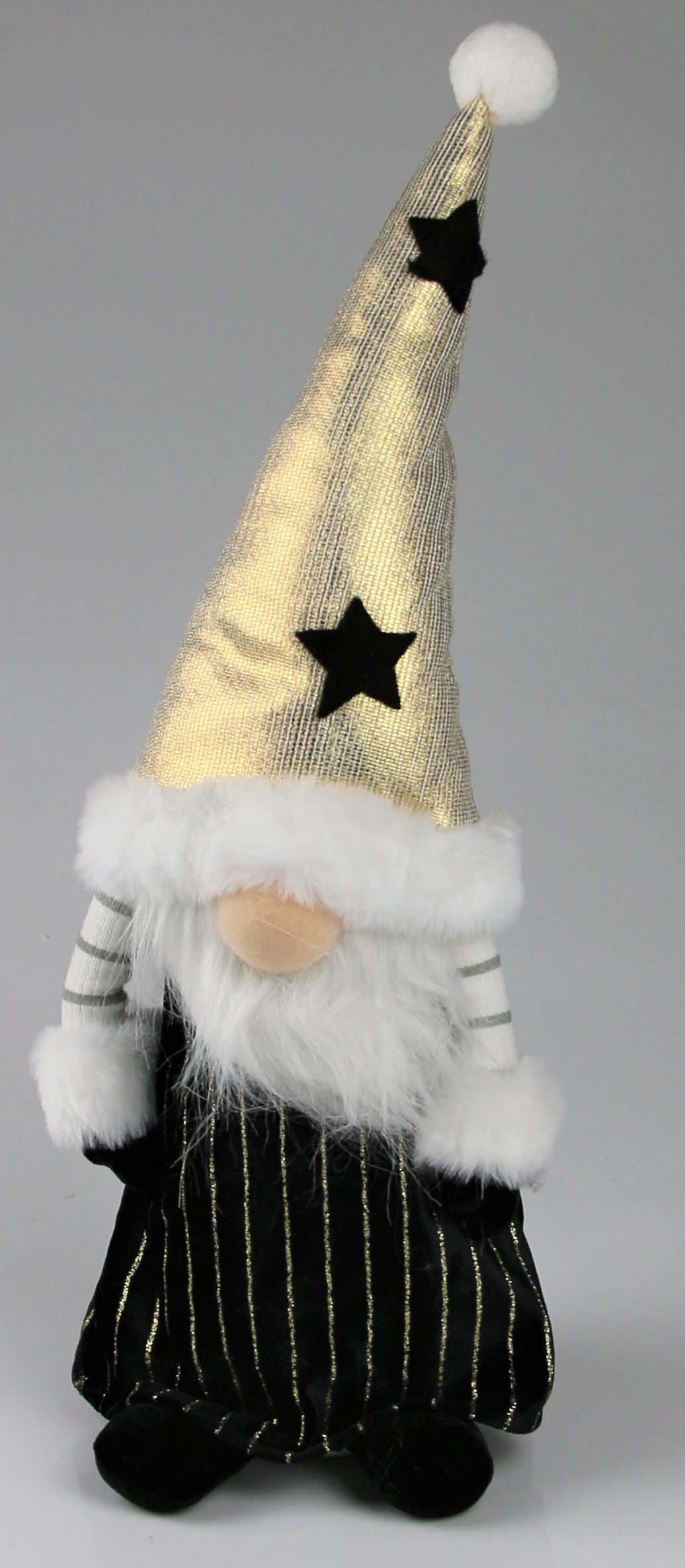 AM Design Weihnachtsfigur »Weihnachtsdeko«, mit goldener Mütze und schwarzen Sternen