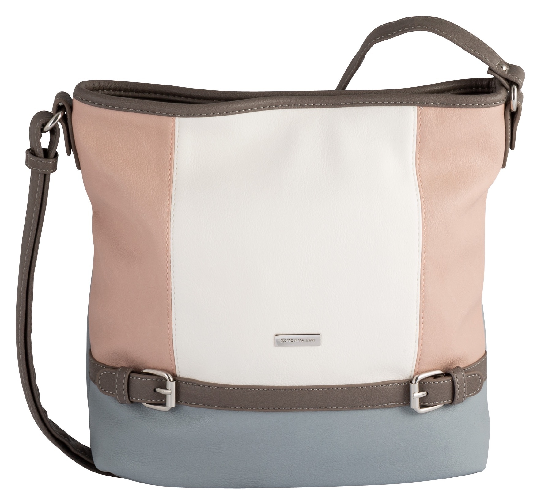 Tom Tailor Damen Hobo »Juna« aus soft genarbtem ledrigen Material mit glänzenden Metall-Accessoires in rosa, Größe B/H/T: 33 cm x 28 cm x 12,5 cm