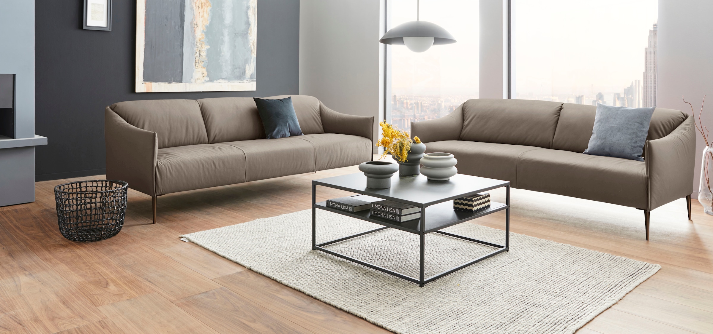 W.SCHILLIG 2,5-Sitzer »sally Design-Sofa, Loungesofa, bequem, schmale Armlehnen, Breite 194cm« mit Metallfüßen in Bronze pulverbeschichtet, Breite 194 cm