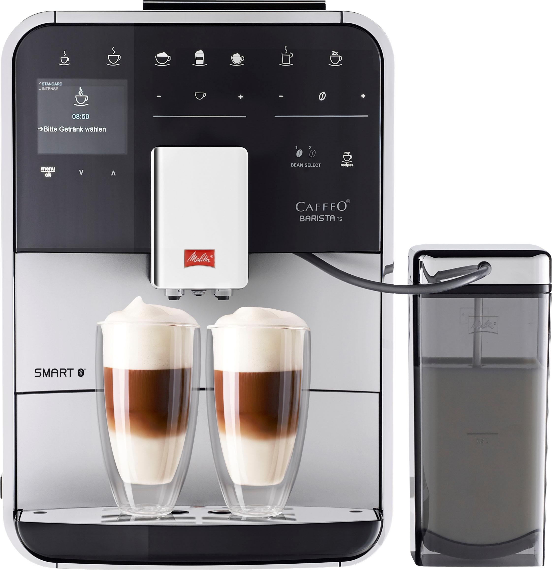 Melitta Kaffeevollautomat »Barista TS Smart® F850-101, silber«, 21 Kaffeerezepte & 8 Benutzerprofile, 2-Kammer Bohnenbehälter