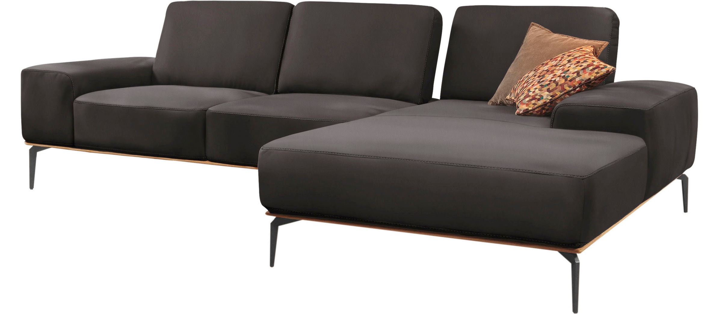 W.SCHILLIG Ecksofa »run, Designsofa mit tollem Sitzkomfort, bequem, L-Form«, mit Holzsockel, Füße in Schwarz pulverbeschichtet, Breite 299 cm