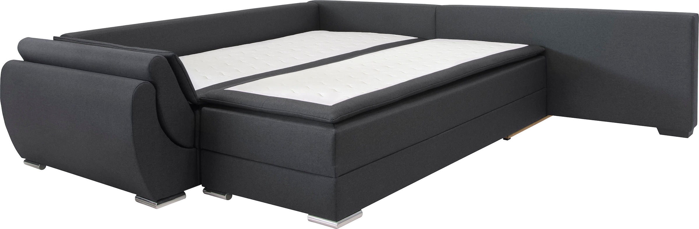INOSIGN Ecksofa »Göteborg«, mit Boxspring-Bettfunktion und Bettkasten, Dauerschlaffunktion, Topper