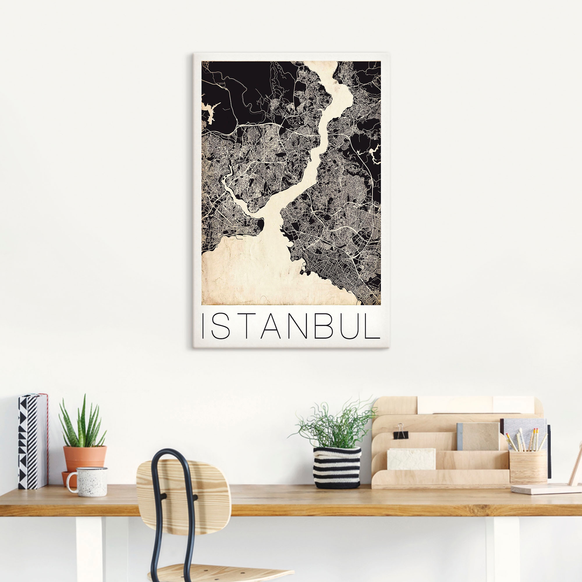 Artland Wandbild »Retro Karte Istanbul Vintage Grunge«, Landkarten, (1 St.), als Alubild, Leinwandbild, Wandaufkleber oder Poster in versch. Größen