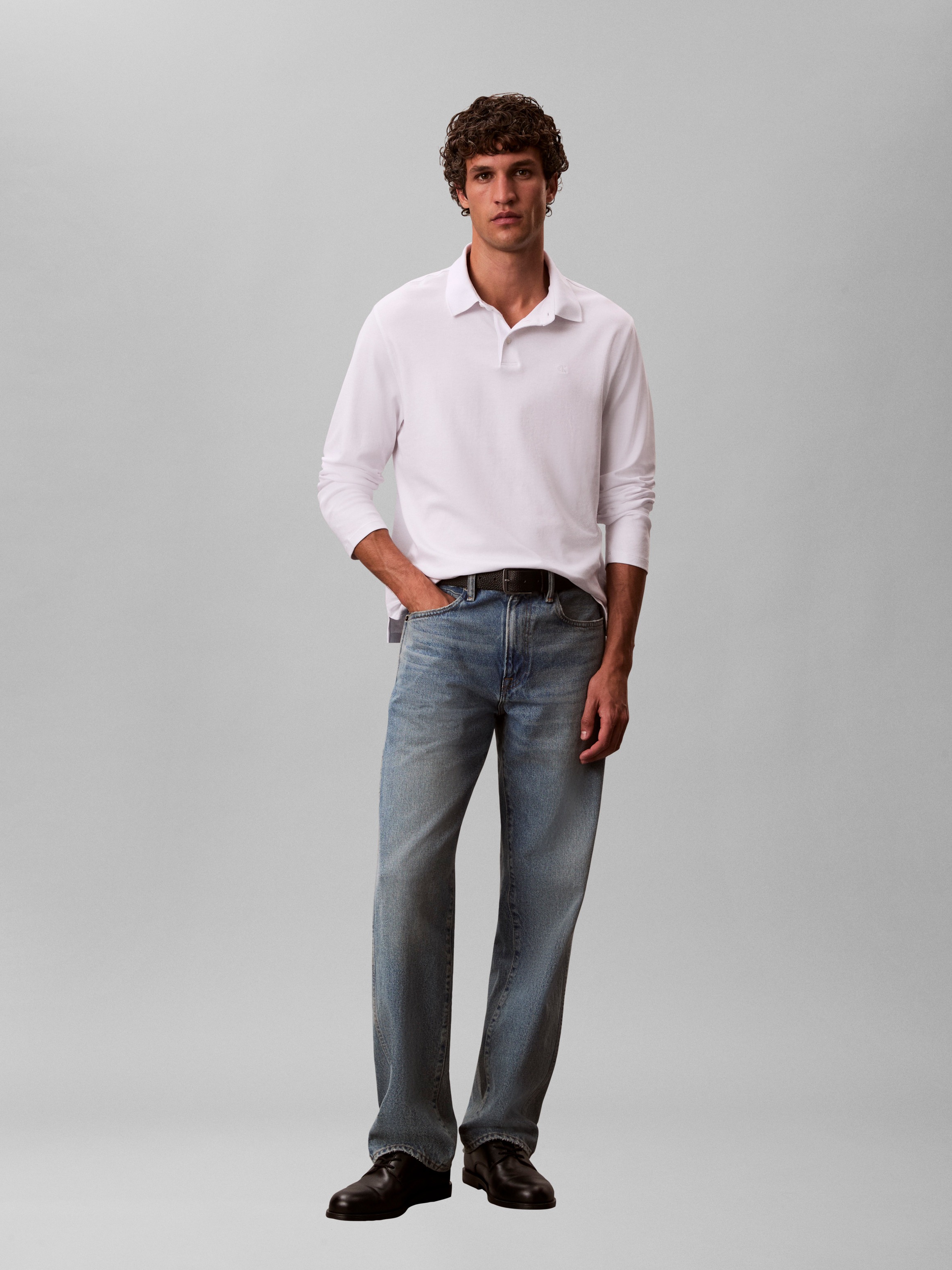 Calvin Klein Langarm-Poloshirt »LS SUPIMA COTTON SOLID POLO« regular fit mit Rundhalsausschnitt