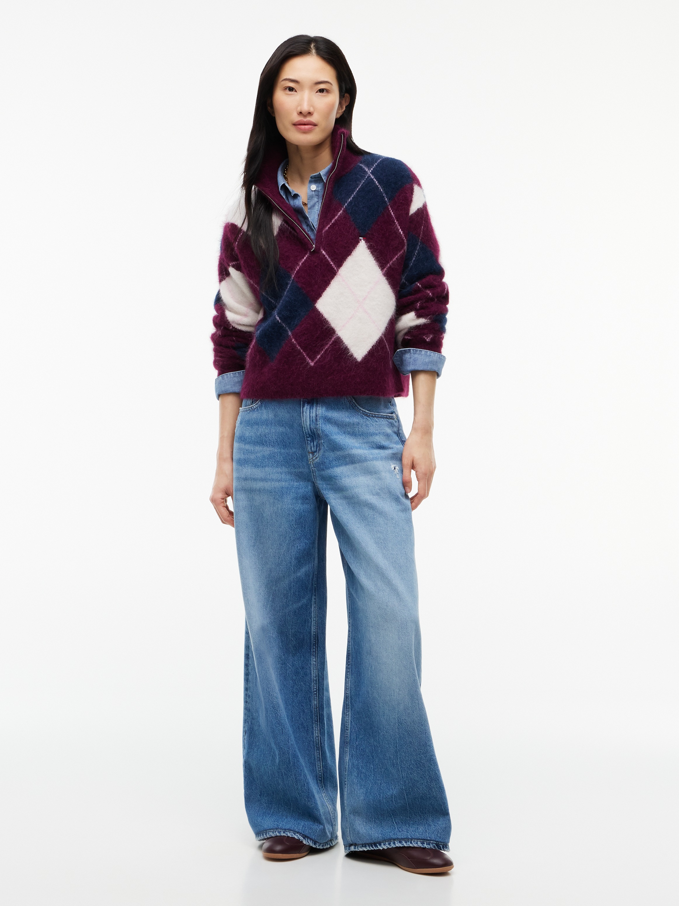 Tommy Jeans Troyer »TJW FLUFFY QUARTER ZIP SWEATER« aus einem Alpaka-Mix