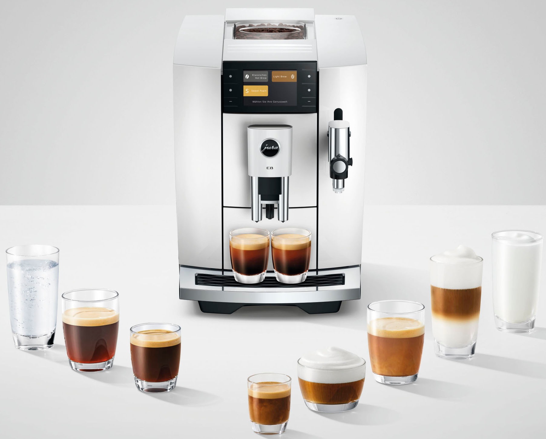 JURA Kaffeevollautomat »15747 E8 (ED), Piano White« 27 Spezialitäten, WiFi, Hot & Light Brew, Sweet