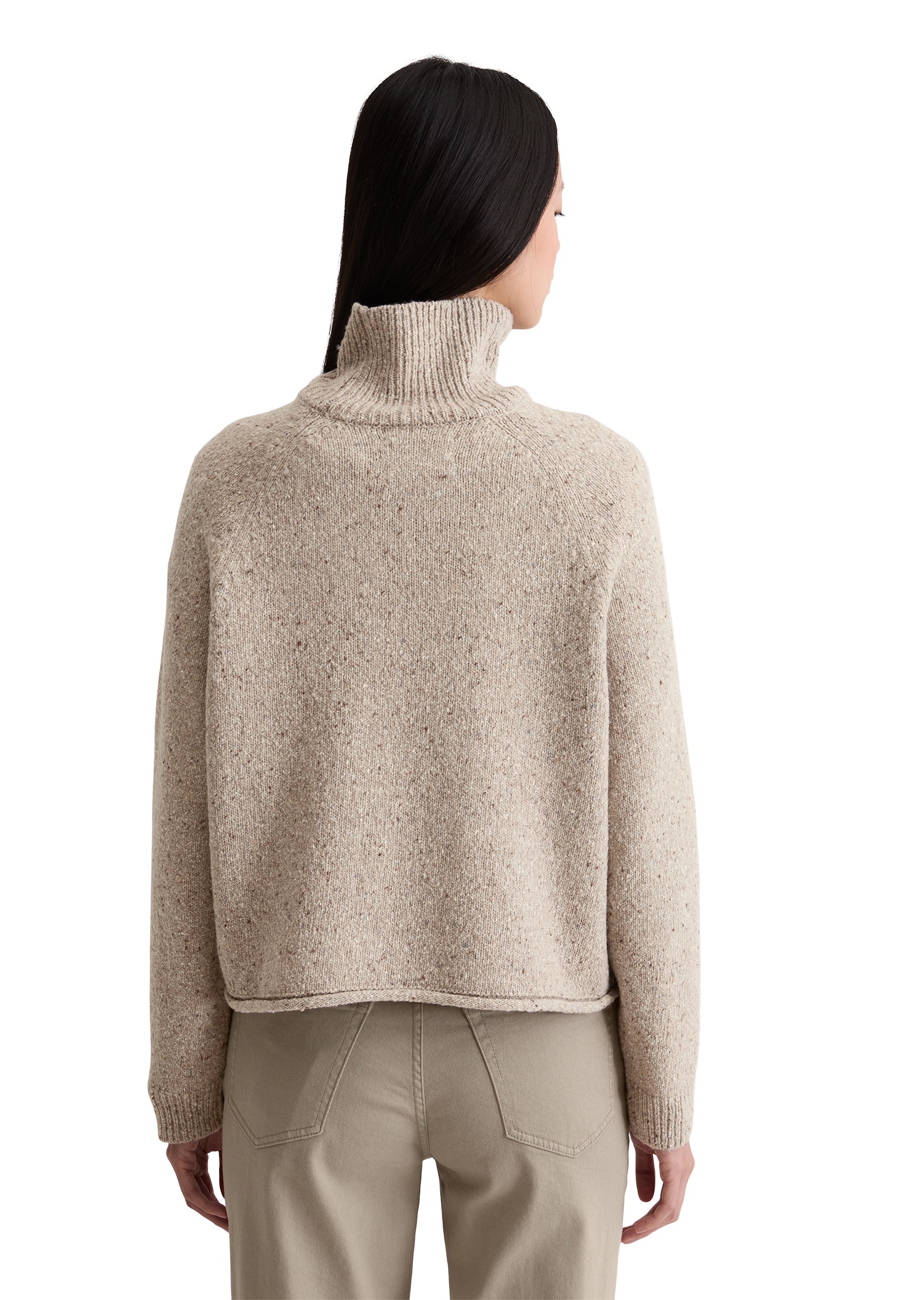 Marc O'Polo Stehkragenpullover aus Tweed, regular fit, aus Schurwoll-Mix