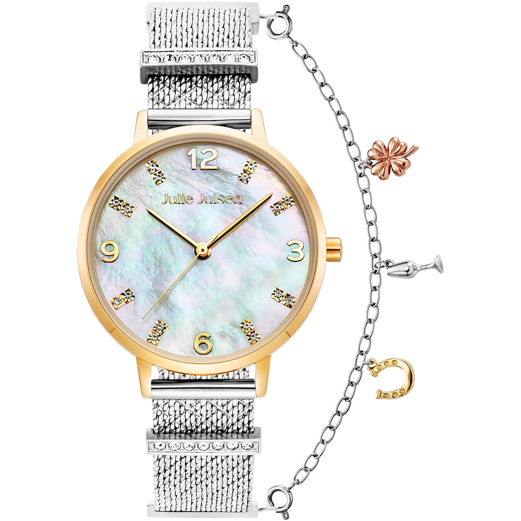 Julie Julsen Quarzuhr »CHARMING PEARL GOLD SILVER, JJW1231YGSME-34«