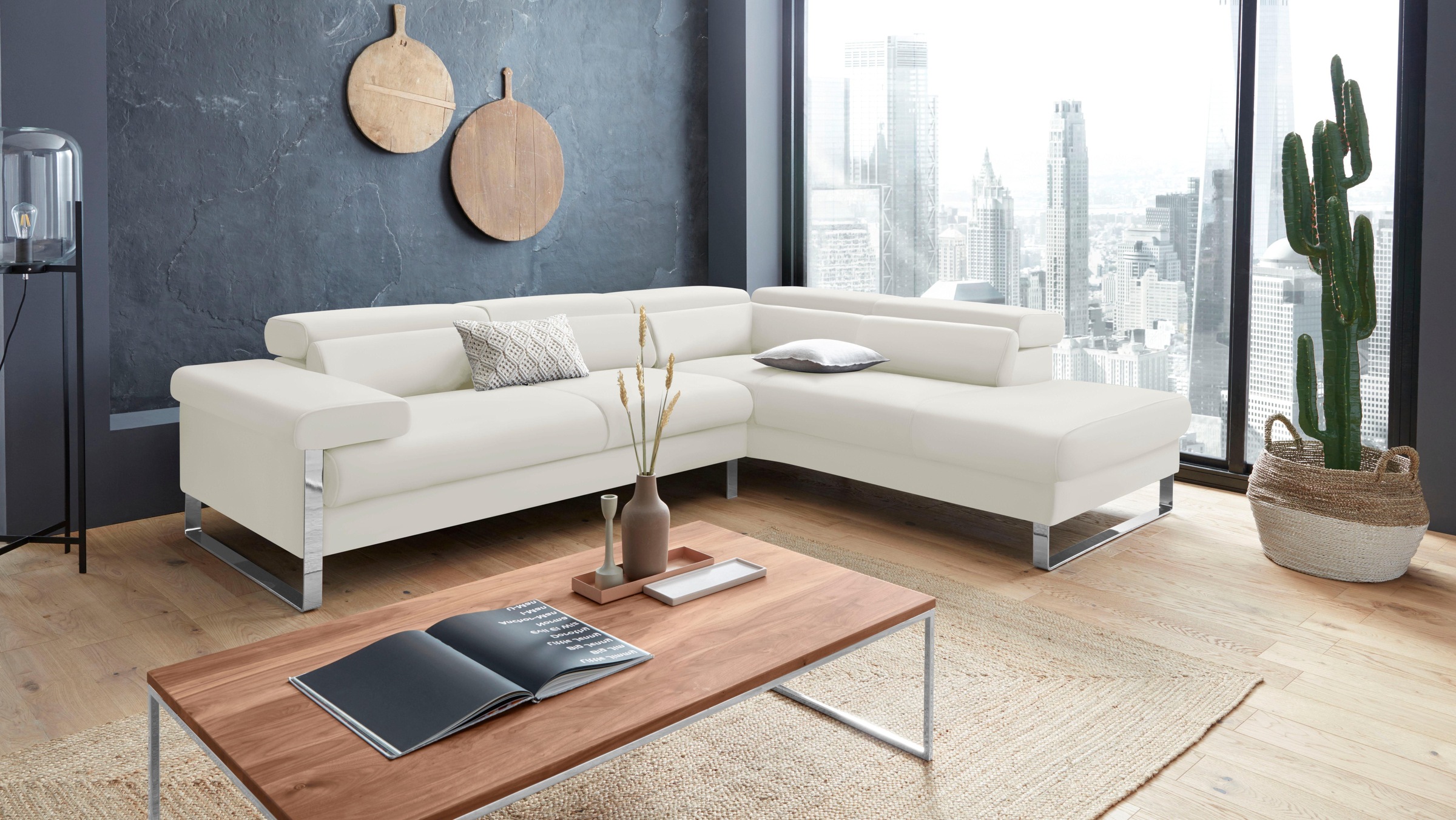 W.SCHILLIG Ecksofa »finn, toller Sitzkomfort, L-Form, hochwertige Verarbeitungsdetails«, German Design Award 2016, Fußgestell Chrom glänzend, Breite 281 cm