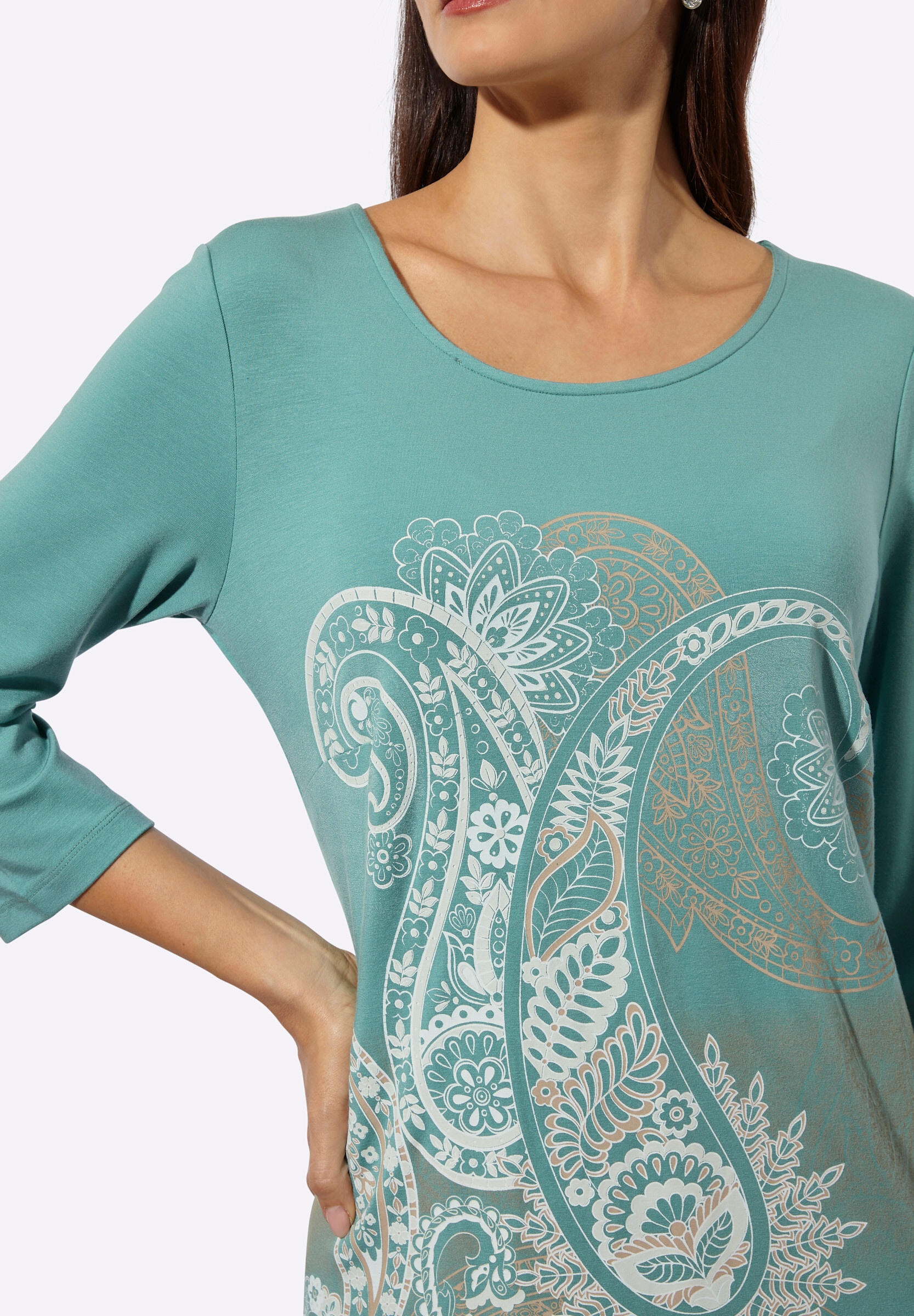 creation L Jerseykleid »Modal-Jerseykleid Jerseykleid mit einfarbigem Rückenteil« Ohne Taschen