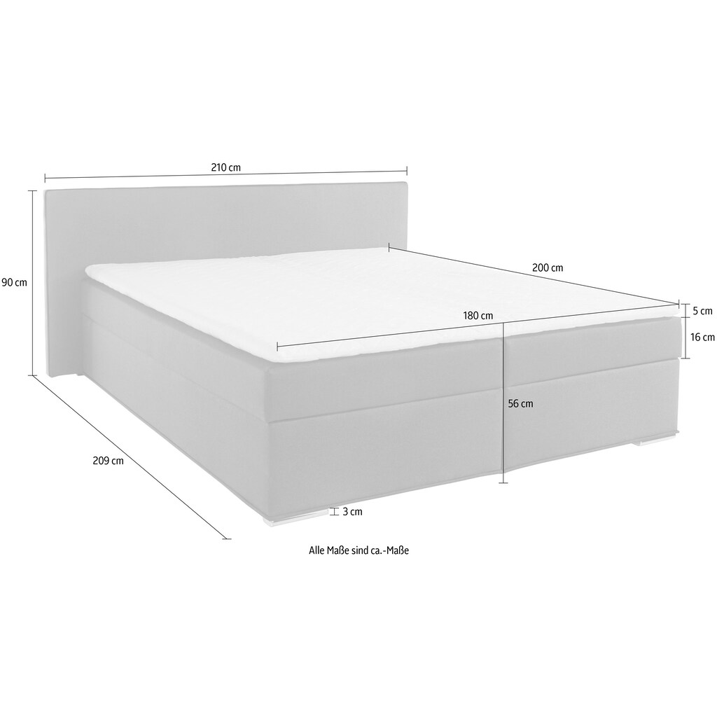 COLLECTION AB Boxbett »Kreta«, inklusive Topper bei Ausführung mit Matratze, H2, H3, H4