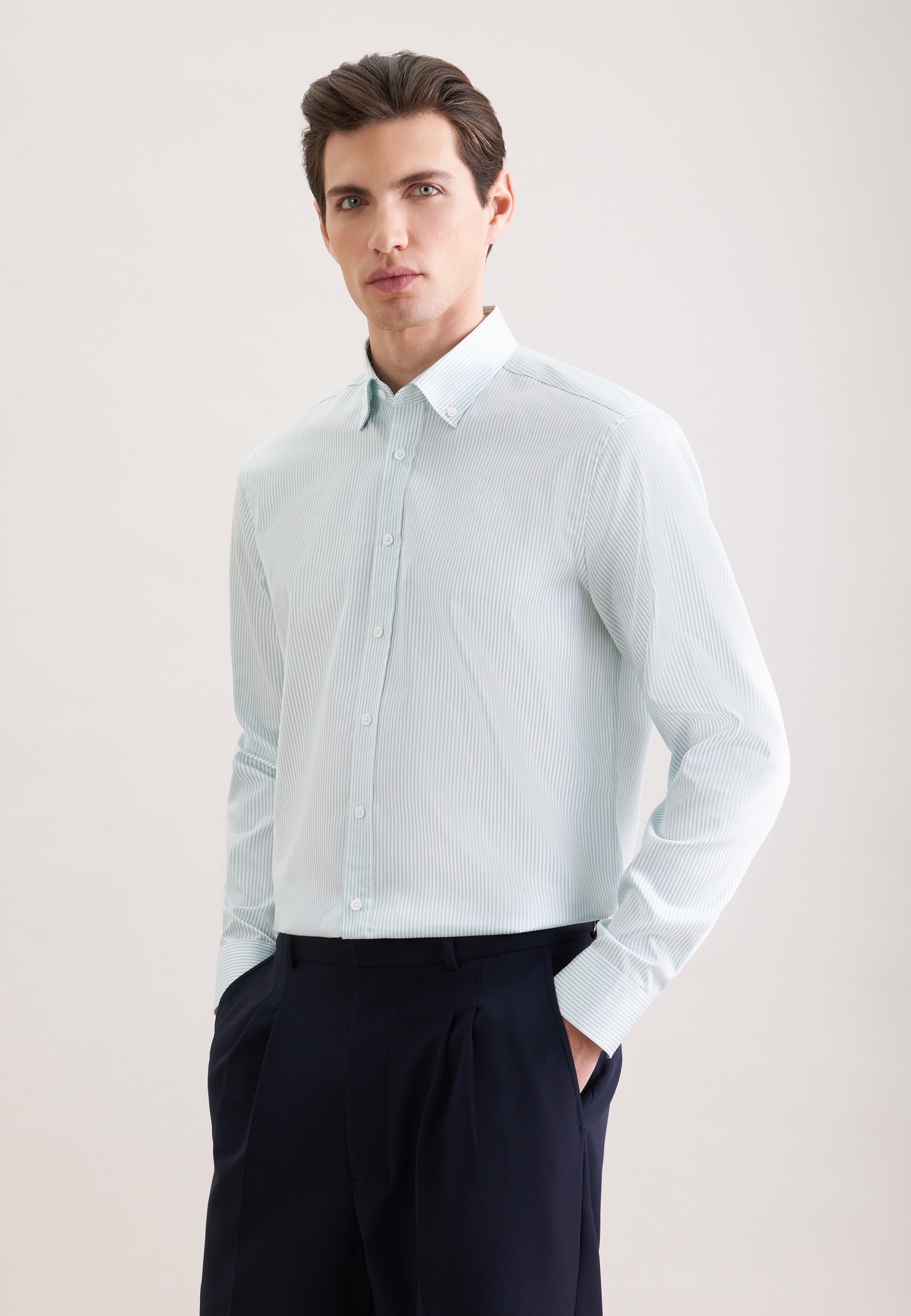 seidensticker Businesshemd »Schwarze Rose« Regular 1/1 Button-Down-Kragen Gestreift