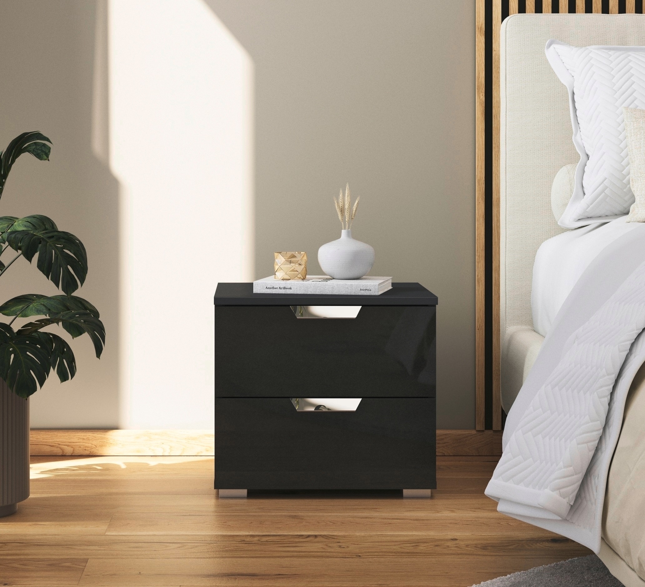 rauch Nachtkommode »Glamour by Aditio«, mit Hochglanzfront, 2 Schubladen mit Softclose-Funktion