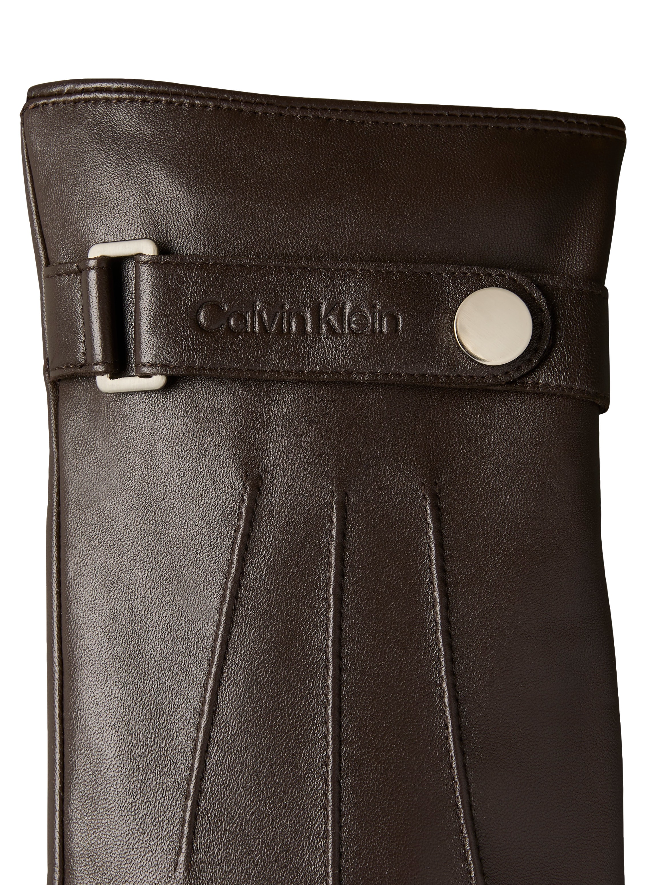 Calvin Klein Jeans Lederhandschuhe »LOGO STRAP SMOOTH LEATHER GLOVES« Perfekt für den Alltag