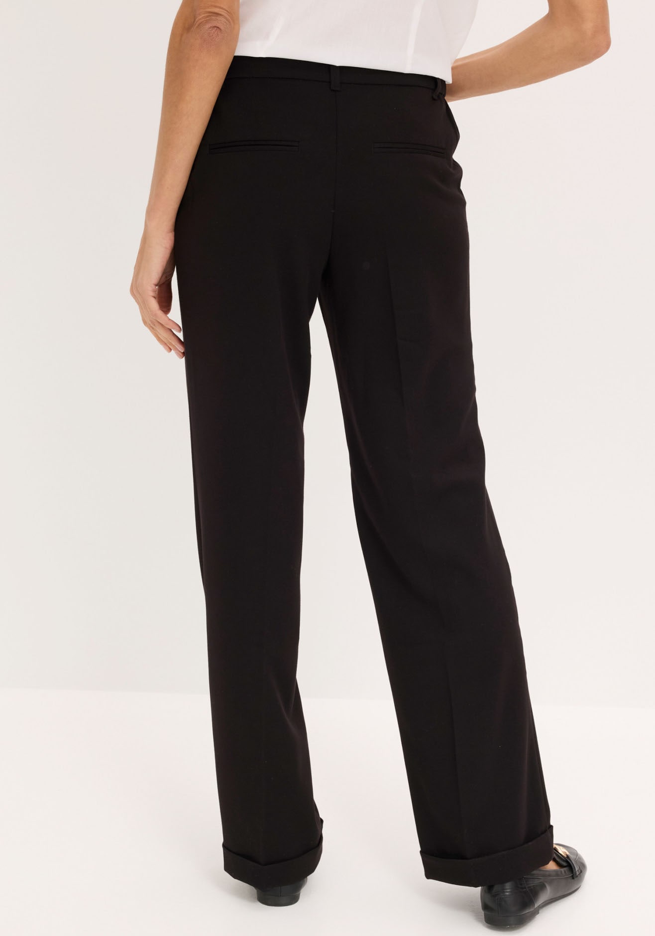 bonprix Marlene-Hose »Marlenehose«  weite Hose, mit Bügelfalte und Umschlagsaum, lockere Passform
