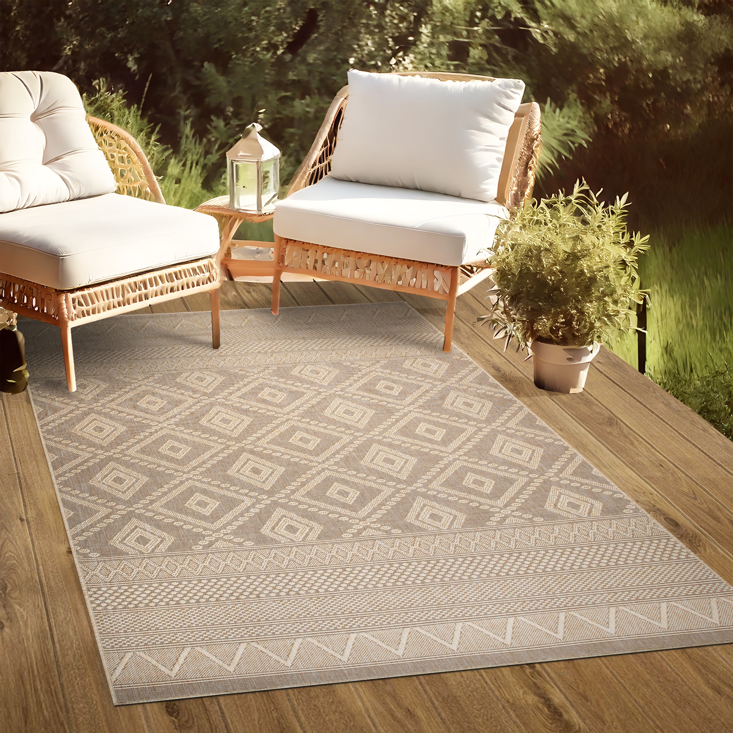my home Teppich »Toronto auch als Läufer erhältlich«, rechteckig, 3 mm Höhe, In- und Outdoor geeignet, Sisal-Optik, Wetterfest & UV-beständig, Boho