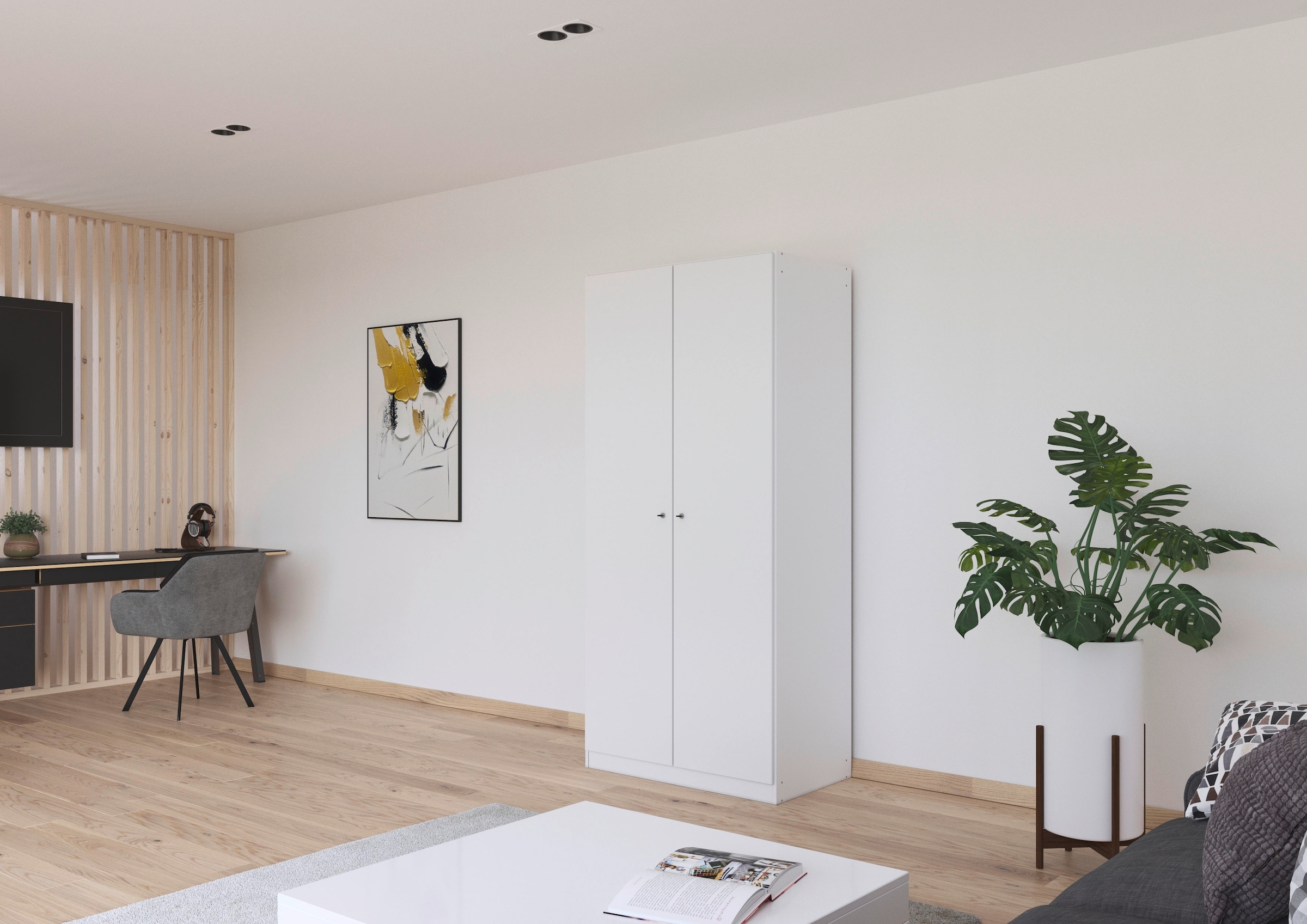 rauch Kleiderschrank »Schrank Garderobe Garderobenschrank Putzschrank Wäscheschrank BERGHEIM« Breite/Höhe/Tiefe: 91/197/54 cm,  viel Stauraum, abschließbar mit insgesamt 4 Schlüsseln MADE IN GERMANY