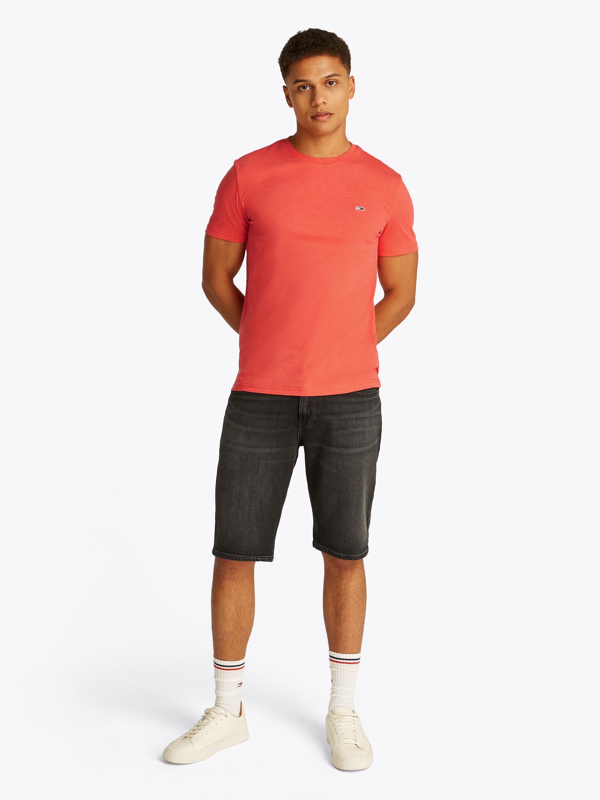 Tommy Jeans T-Shirt »TJM XSLIM JASPE HTR TEE EXT«, Mit Rundhalsausschnitt